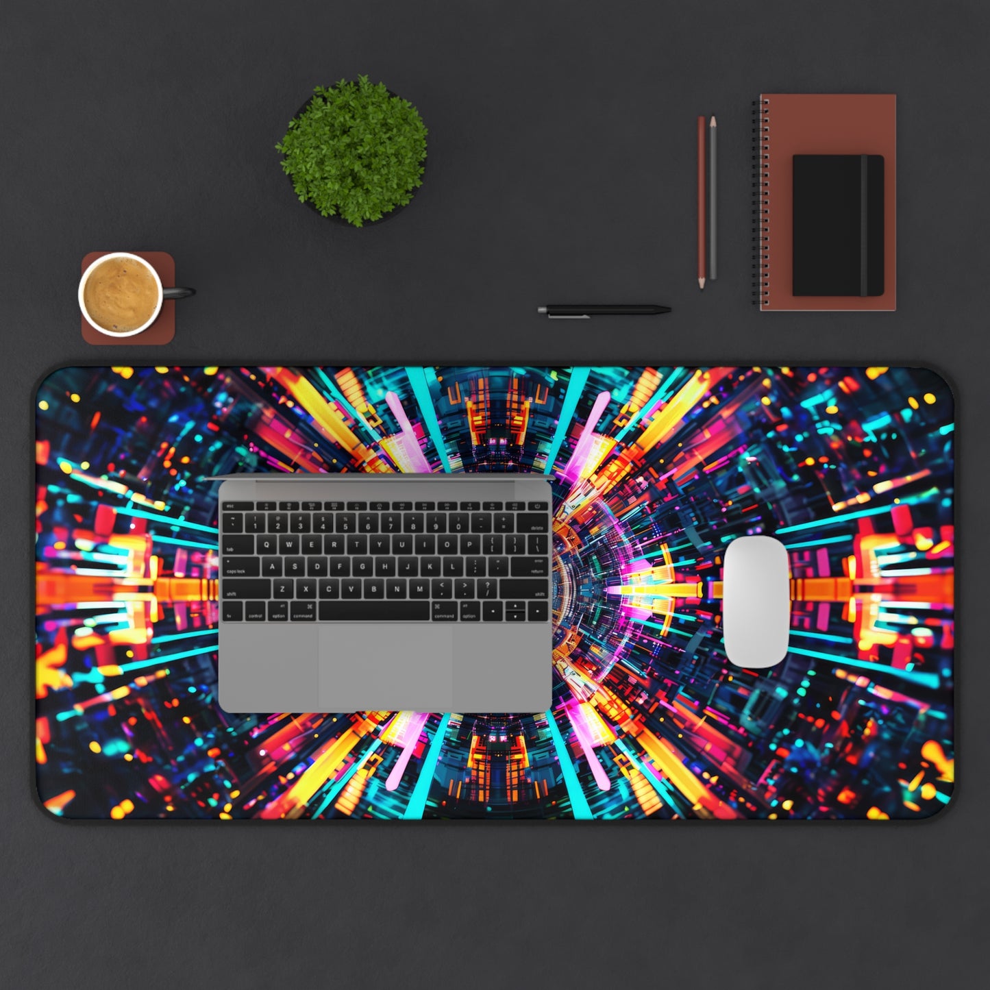 Vortex Gateway in Neon Tunnel of Light and Energy Extended Gaming Mouse Pad  Desk Mat  - 3 Sizes