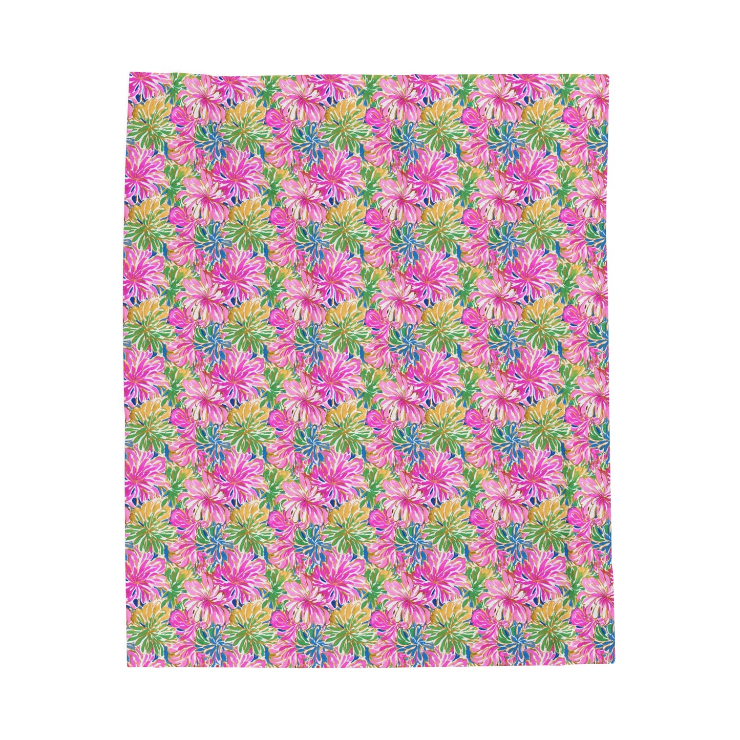 Pastel Bouquet: Large Blooms of Pink, Gold, and Blue in Watercolor Velveteen Plush Blanket 3 Sizes