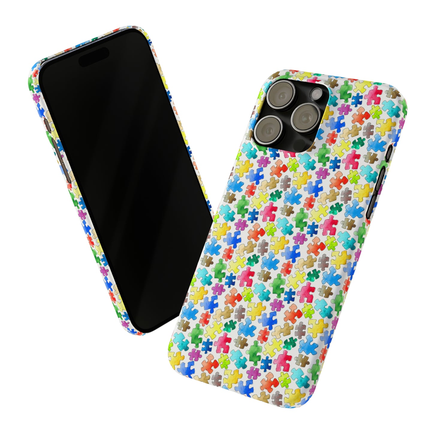 Rainbow Puzzle Pieces Iphone 15-12 Slim Phone Case