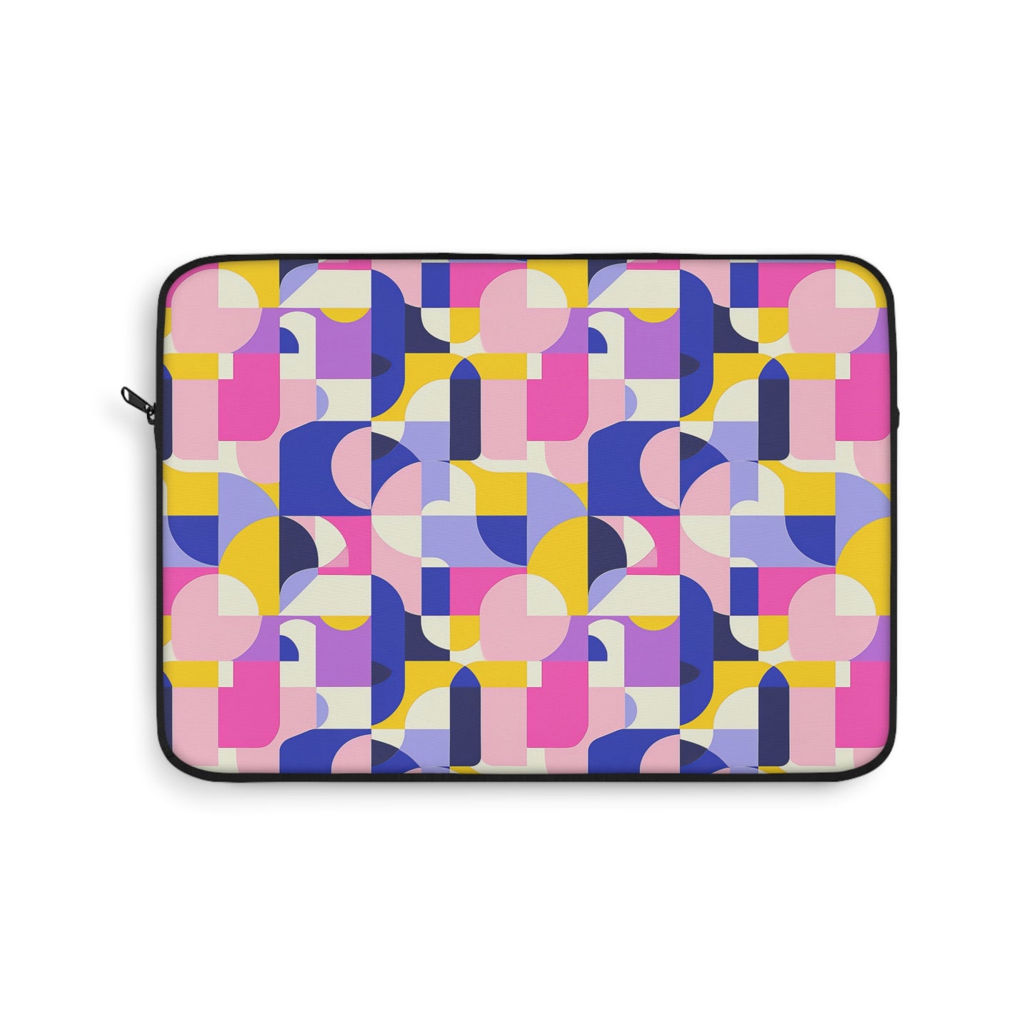 Vibrant Pink, Blue Yellow Color Block Geometric Shapes Laptop or Ipad Protective Sleeve 3 Sizes Available