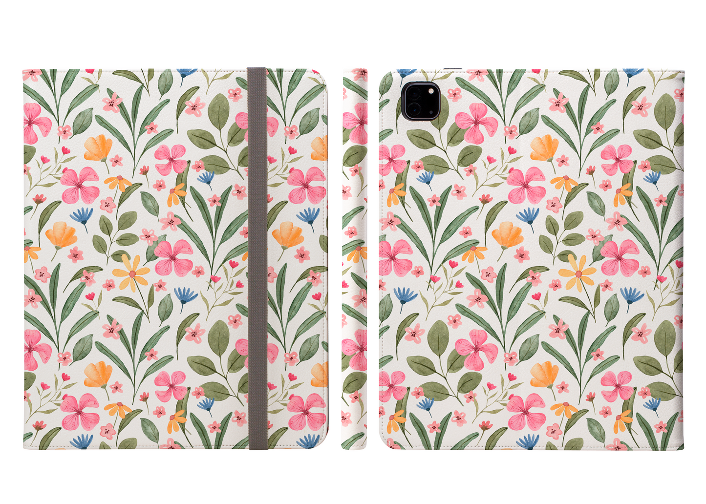 Pink Watercolor Spring Flowers Ipad Pro 11 & Pro 12.9 Protective Case and Pencil Holder