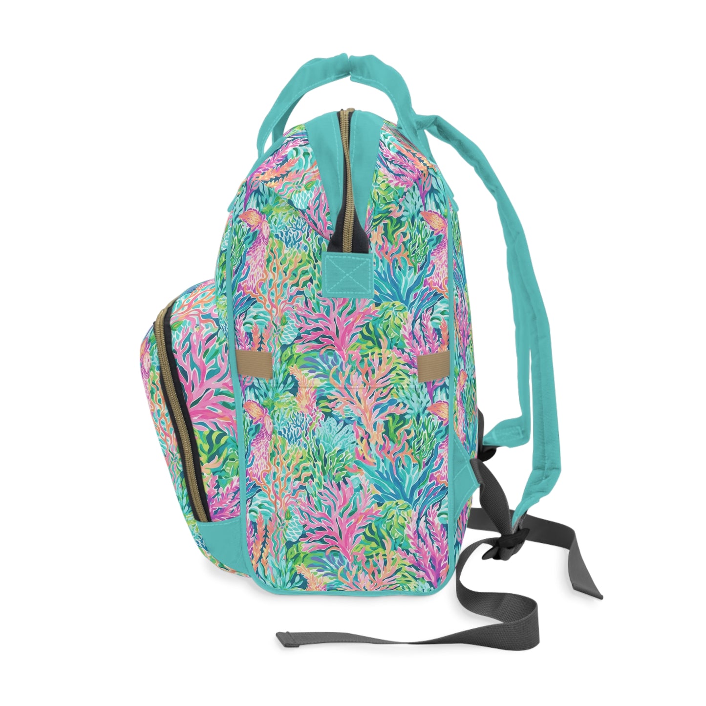 Submerged Spectrum: Vibrant Watercolor Depiction of Underwater Coral Multifunctional Diaper Backpack