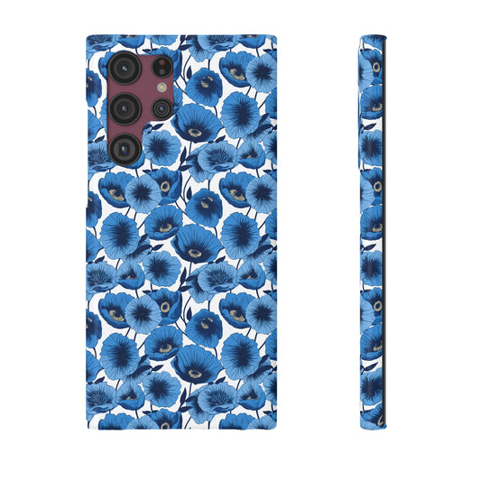 Vivid Blooms Bright Blue Poppies Design Samsung Slim Cases