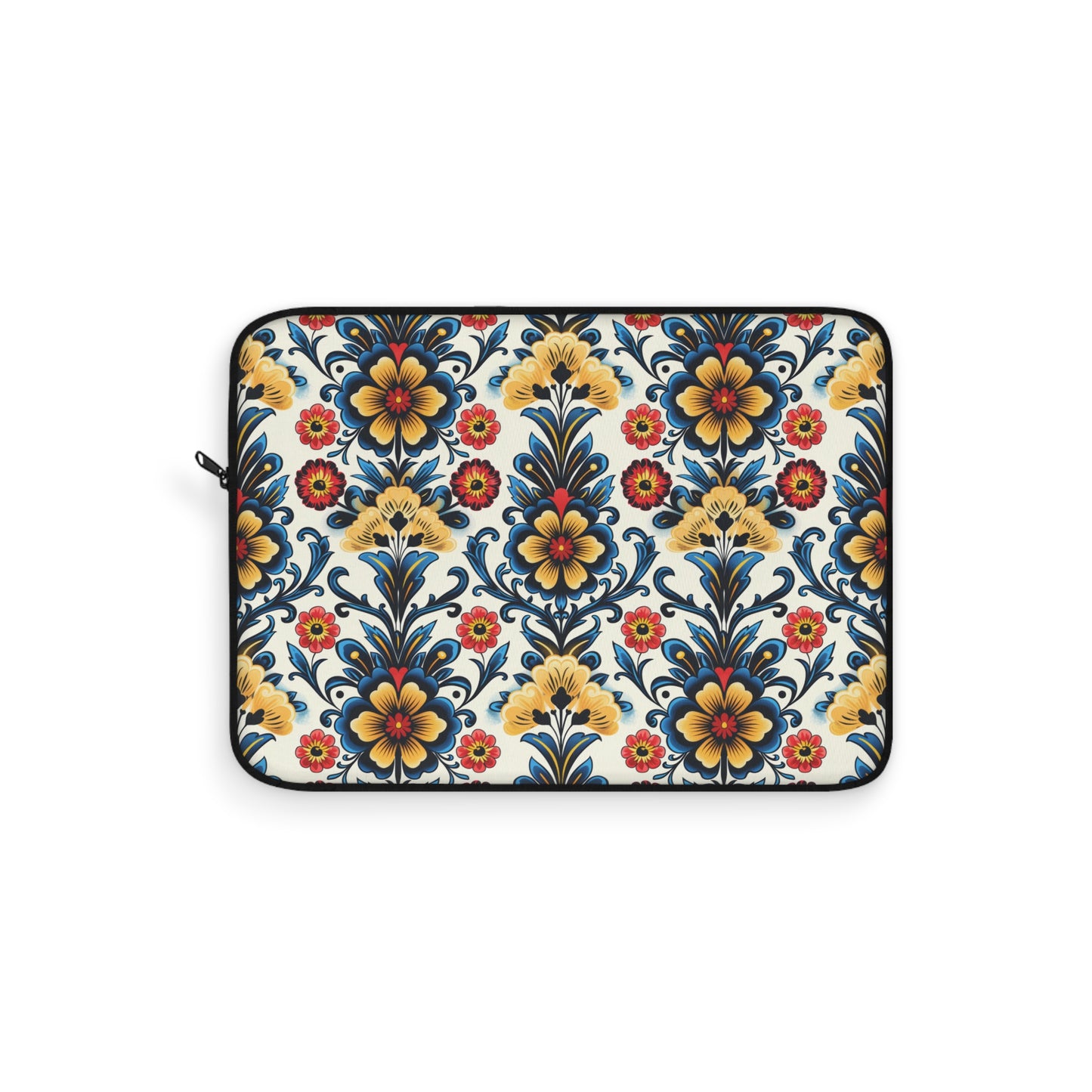 Baroque Blossom of Floral Elegance in Deep Blues and Sunny Yellows Laptop or Ipad Protective Sleeve 3 Sizes Available