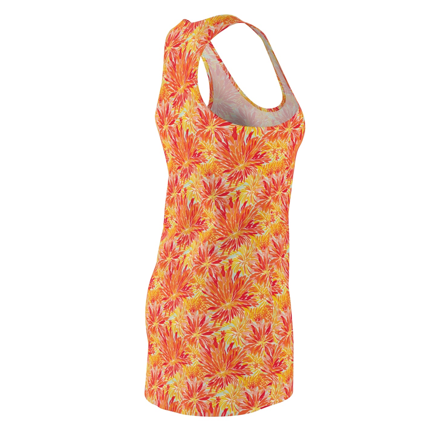 Golden Citrus Blooms: Vibrant Orange and Yellow Watercolor Flowers Women's Racerback Dress XS - 2XL