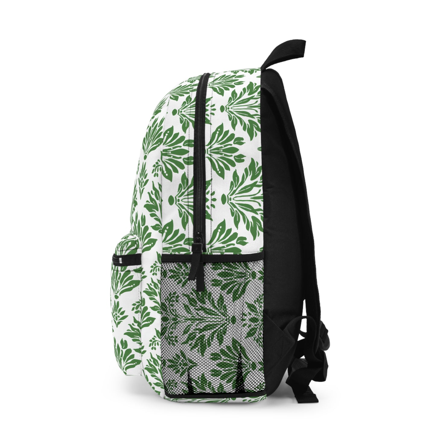 Green Floral Indian Block Print Pattern Lightweight Stylish Durable Backpack (Made in USA)