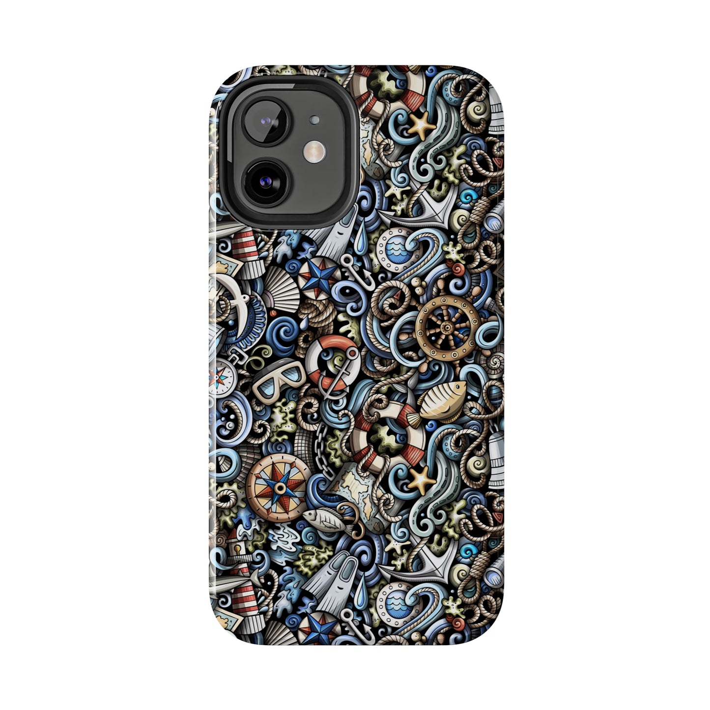 Nautical Ocean Navigation and Sealife Cartoon Design Iphone Tough Phone Case