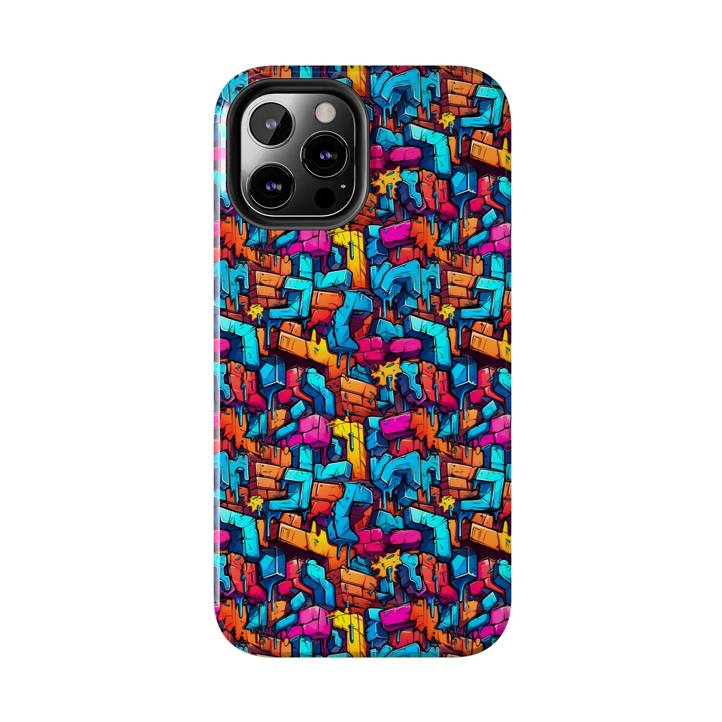 3D Rainbow Colored Graphic Blocks Design Iphone Tough Phone Case