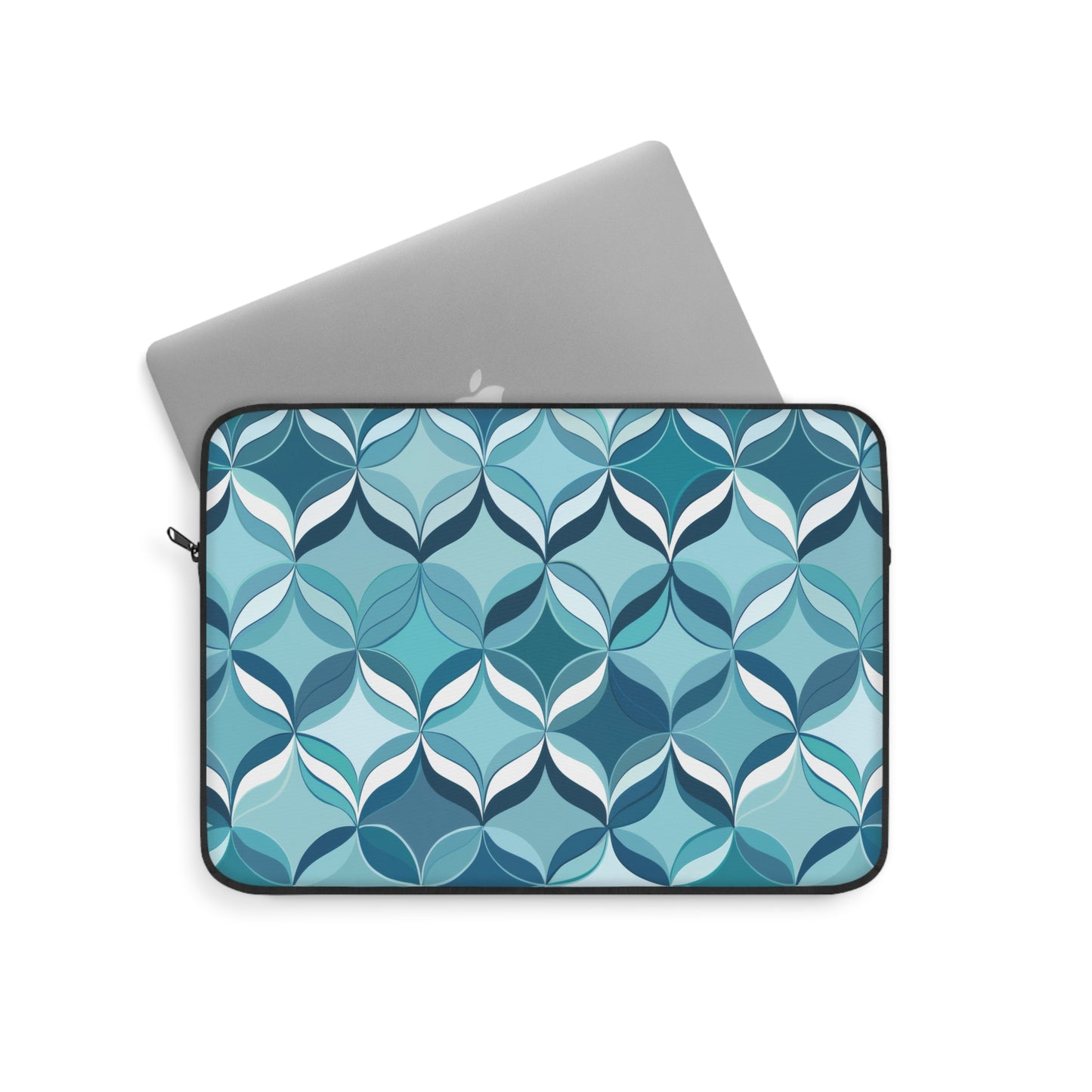 Modern Chic Aqua and Cream Geometric Pattern Laptop or Ipad Protective Sleeve 3 Sizes Available