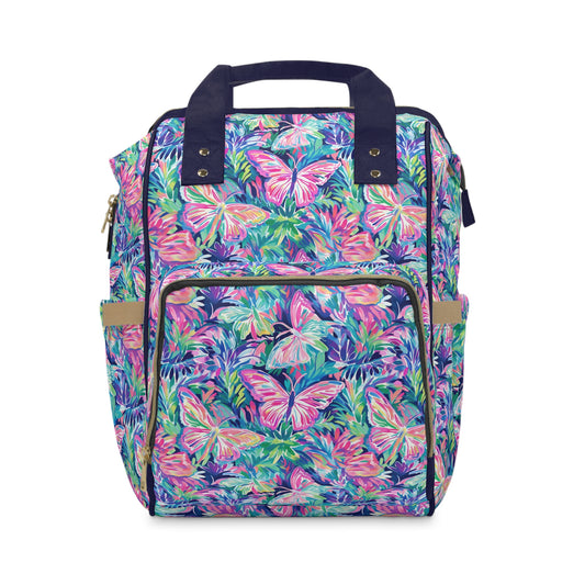 Fluttering Rainbows: Vibrant Watercolor Butterflies in Flight Multifunctional Diaper Backpack