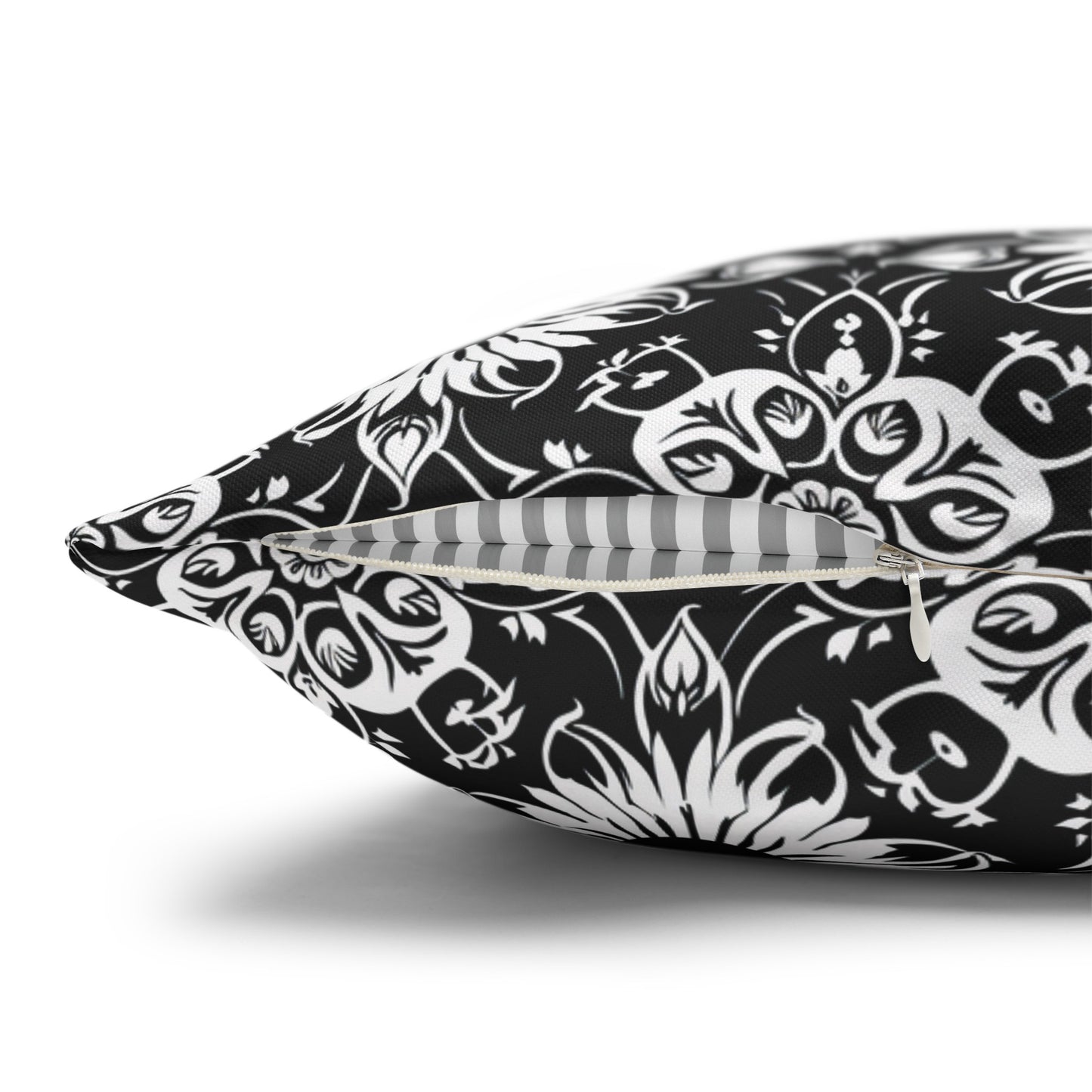 Elegant Mandala Design with Black and White Sunflowers Spun Polyester Square Pillowcase 4 Sizes