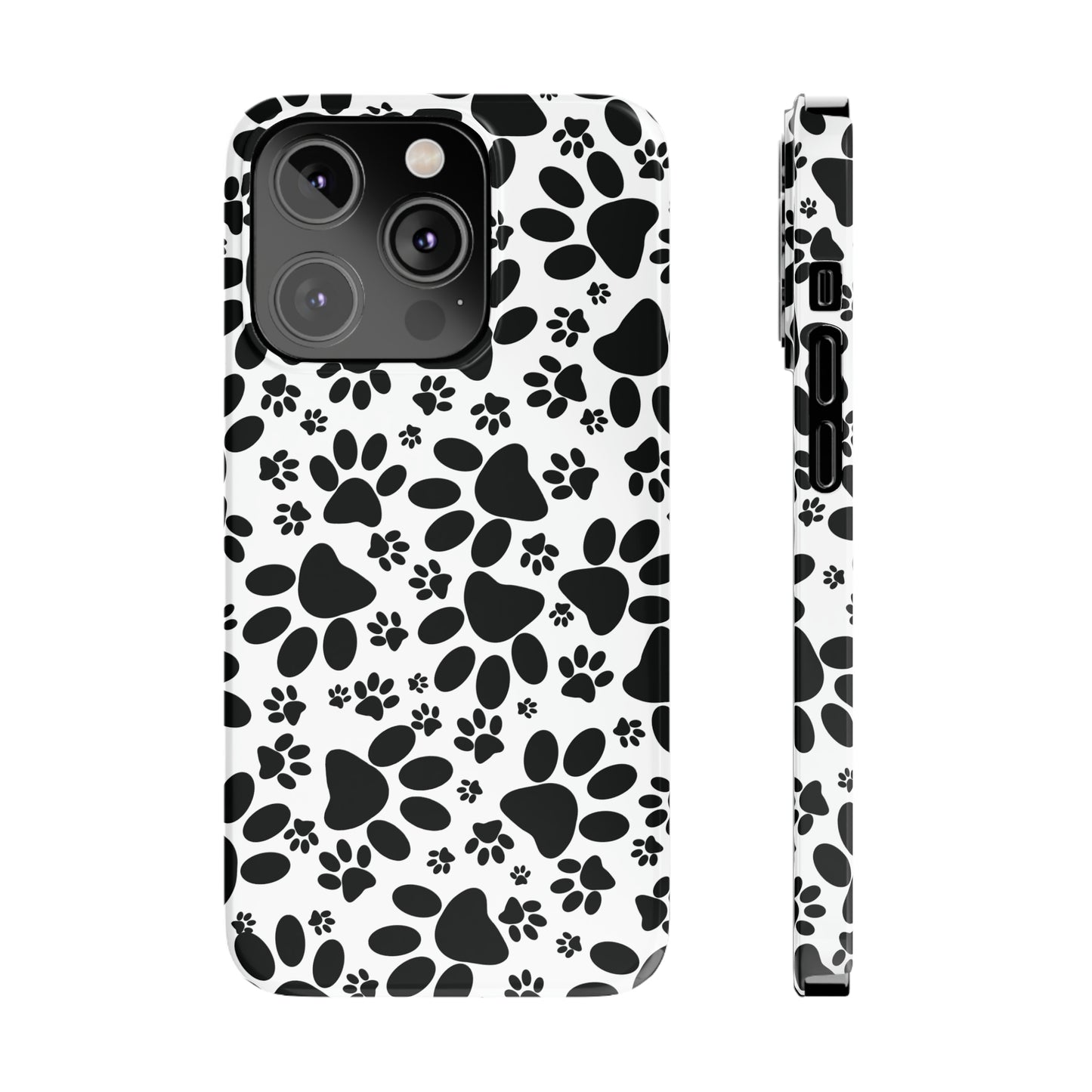 Black Animal Paw Prints Iphone 15-12 Slim Phone Case