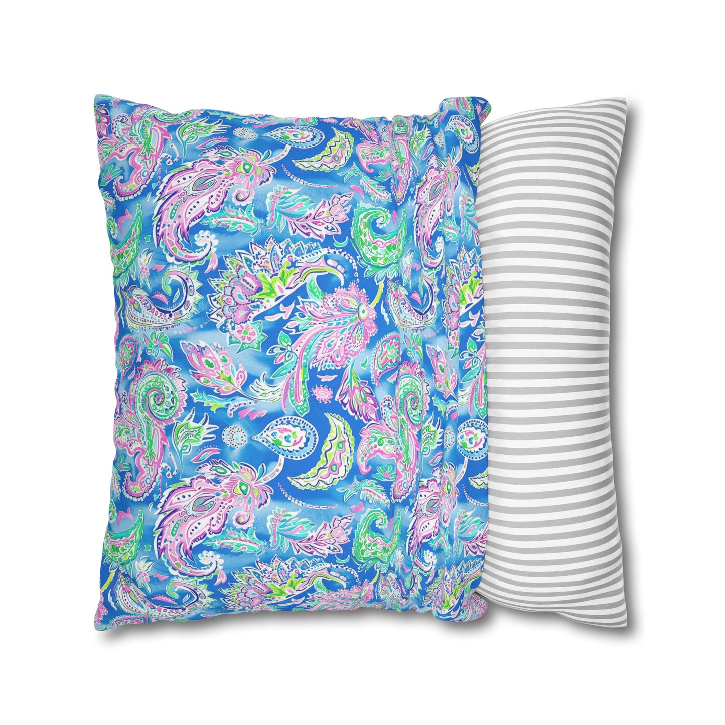 Pastel Paisley Whimsy: Delicate Design in Soft Hues Spun Polyester Square Pillowcase 4 Sizes