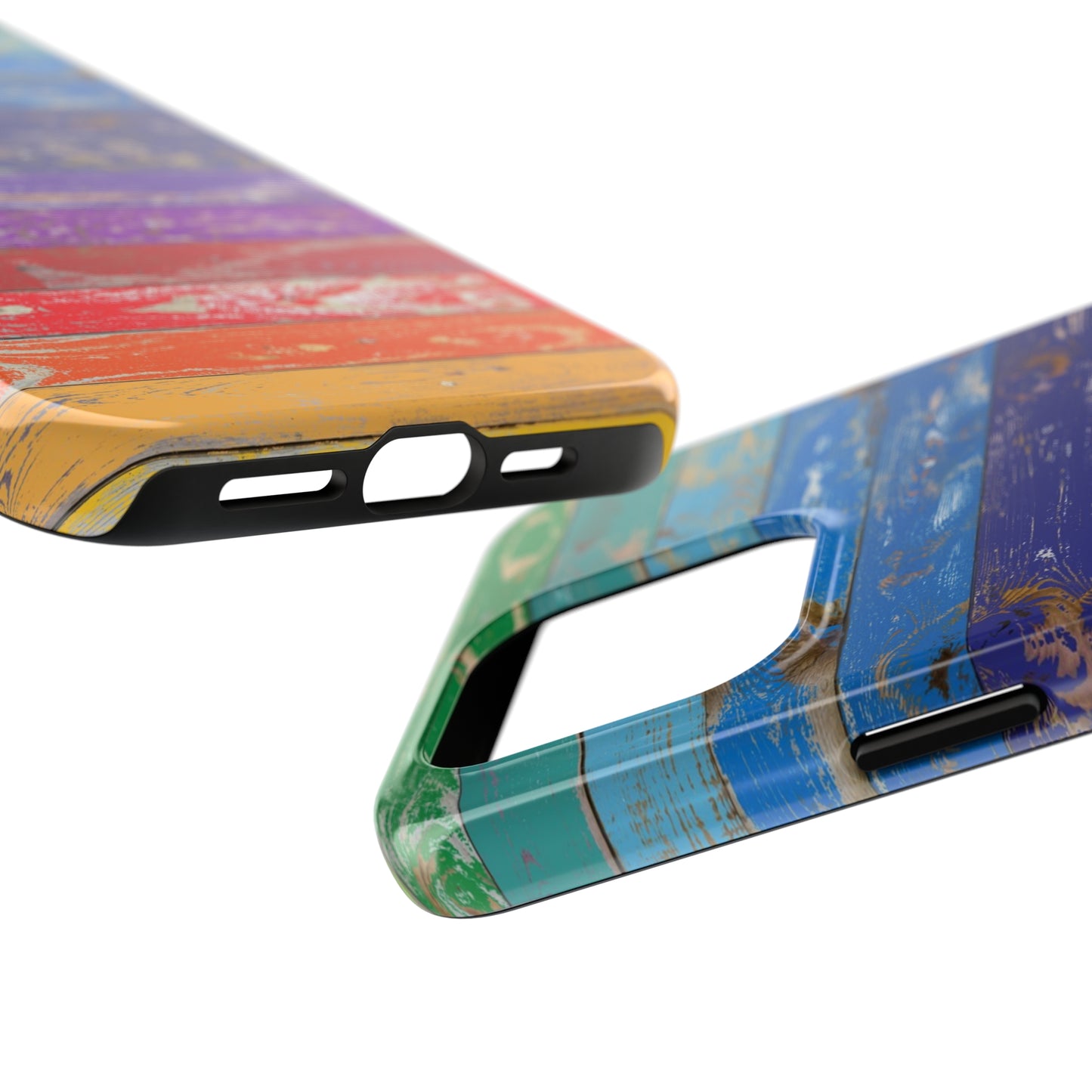 Rainbow Wood Planks Iphone Tough Phone Case