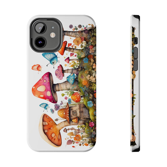 Enchanting Mushroom Cottage Adorned with Butterflies and Toadstools Iphone Tough Phone Case