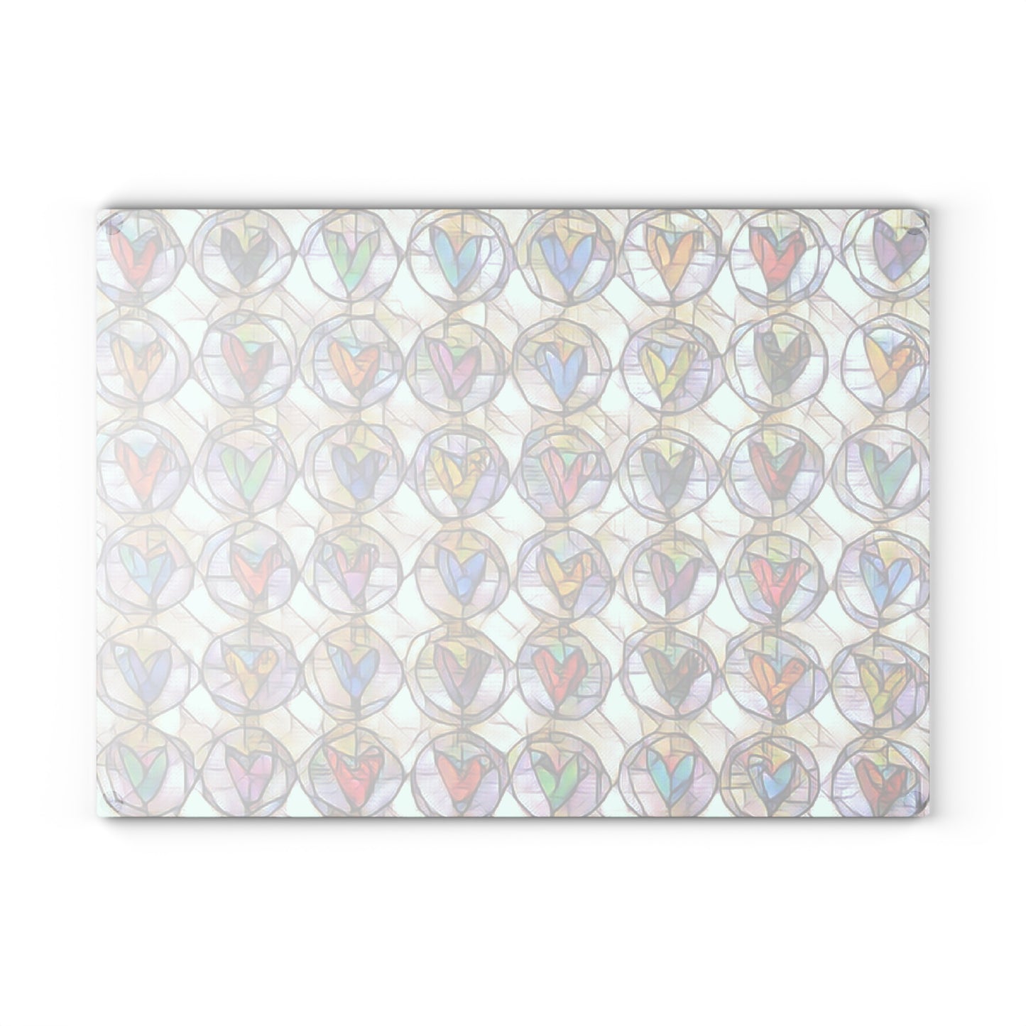 Stain Glass Circle Hearts  - Glass Cutting Board  8" x 11" and 11" x 15"