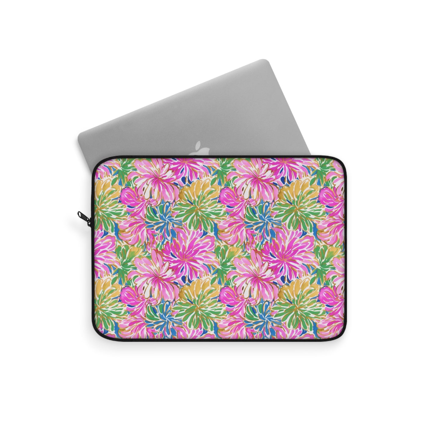 Pastel Bouquet: Large Blooms of Pink, Gold, and Blue in Watercolor Laptop or Ipad Protective Sleeve 3 Sizes Available