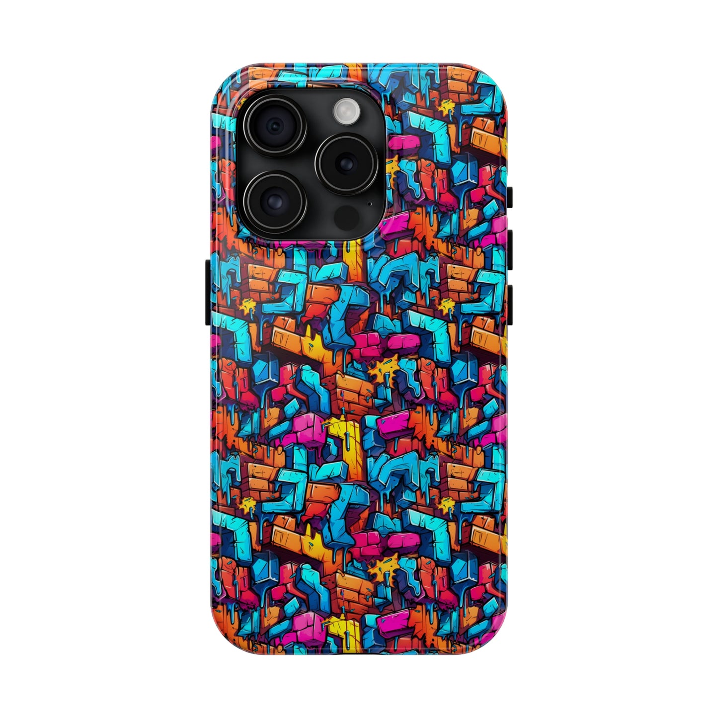 3D Rainbow Colored Graphic Blocks Design Iphone Tough Phone Case