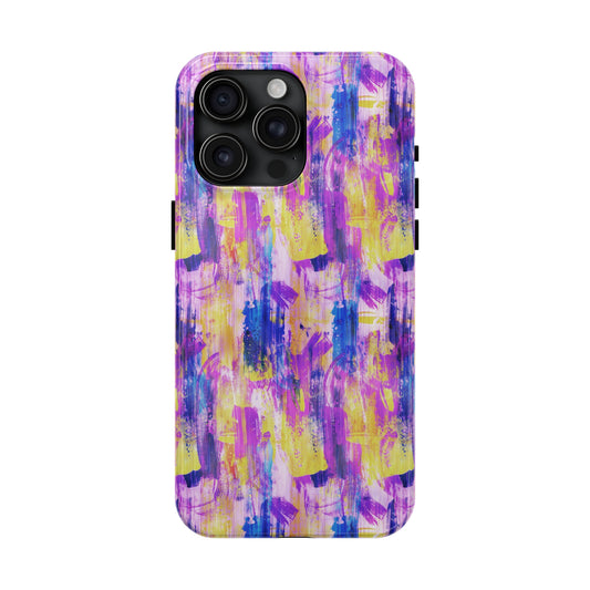 Pink & Yellow Spring Painted Abstract Iphone Tough Phone Case