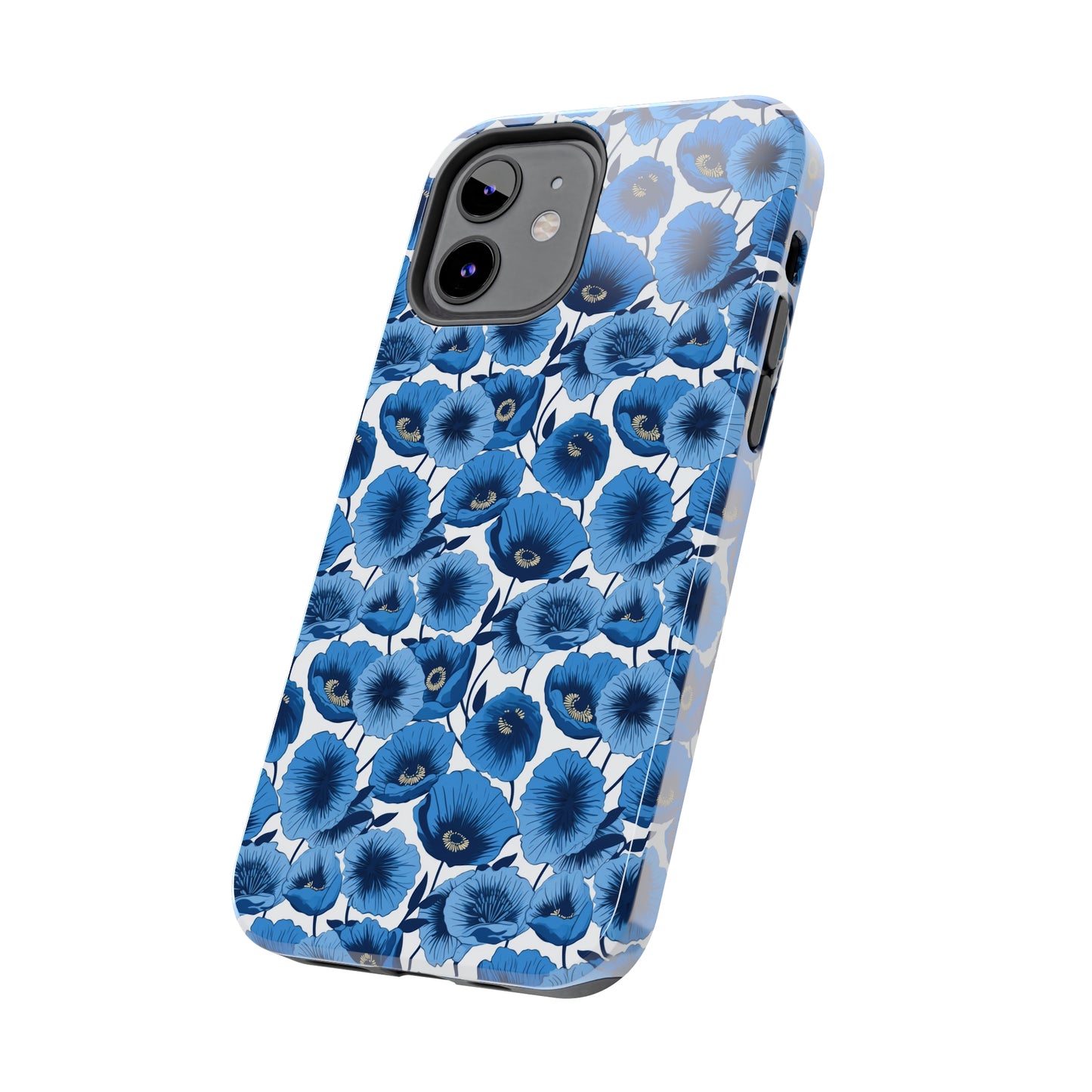 Vivid Blooms Bright Blue Poppies Design Iphone Tough Phone Case