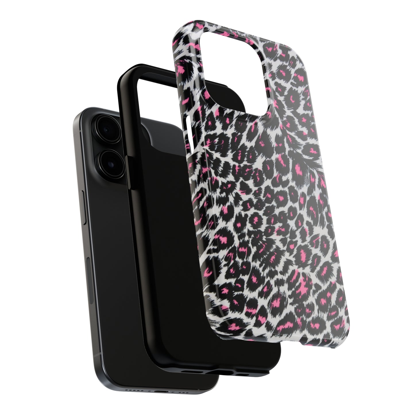 Fierce Femininity Pink and Black Leopard Print Iphone Tough Phone Case