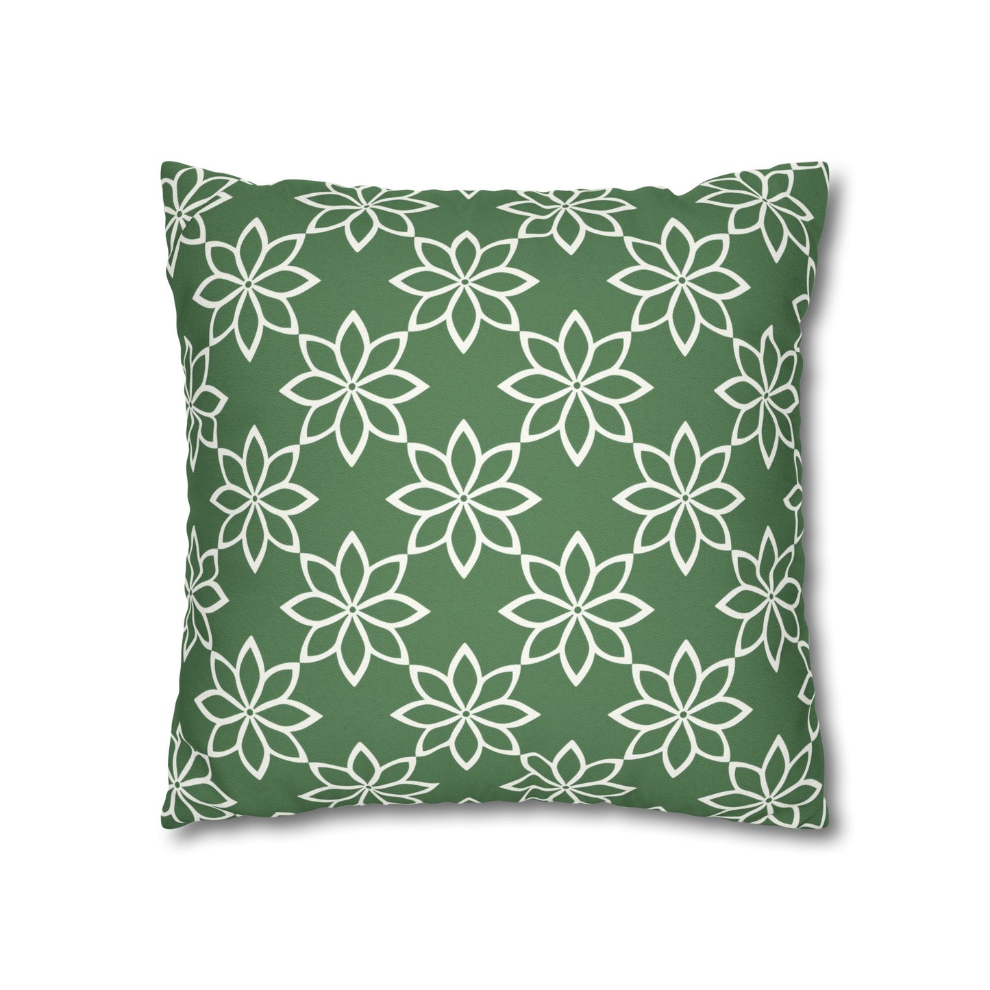 Modern Minimalist Green and White Geometric Floral Design Spun Polyester Square Pillowcase 4 Sizes