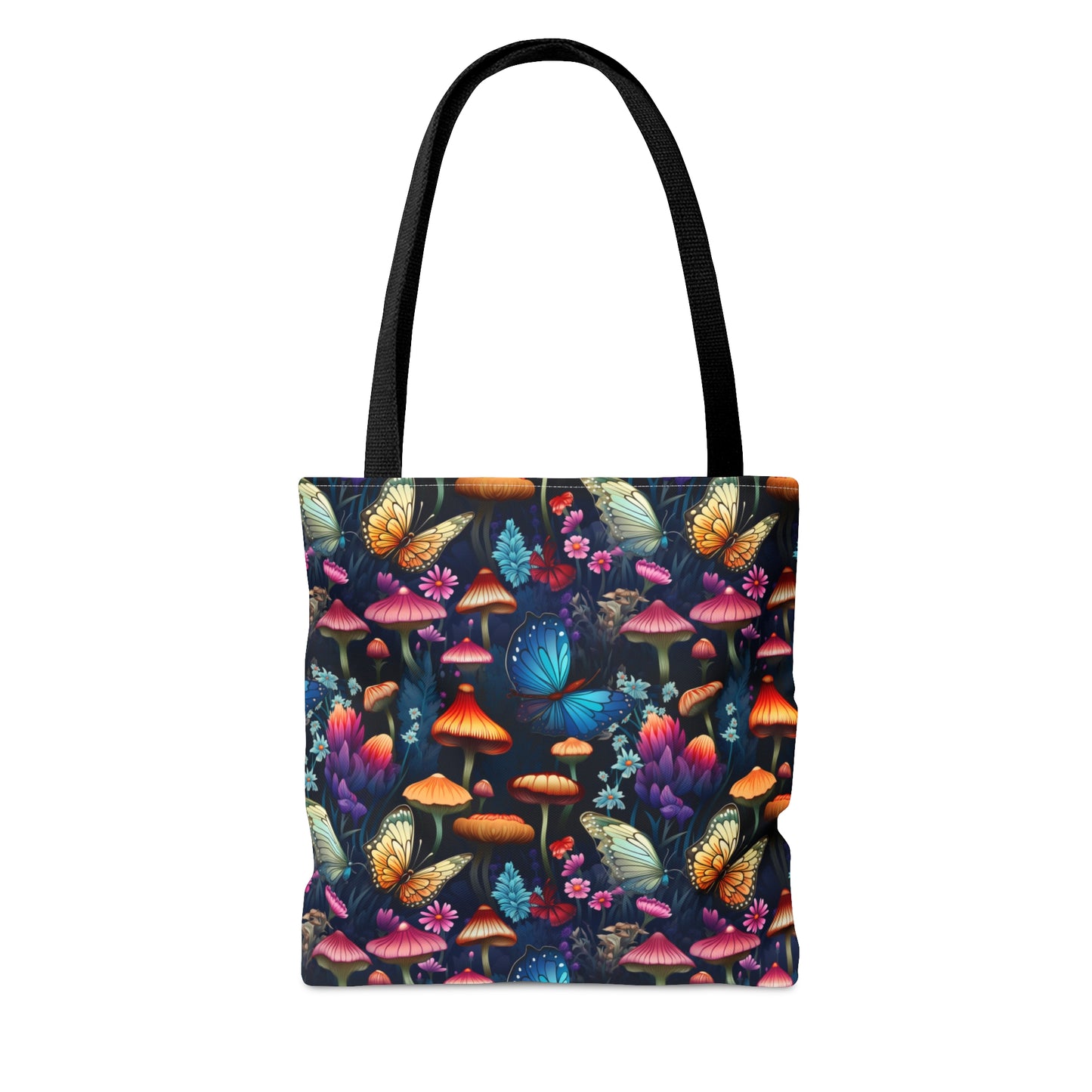 Mystical Butterflies and Mushroom Nighttime Garden - Canvas Tote 3 Sizes