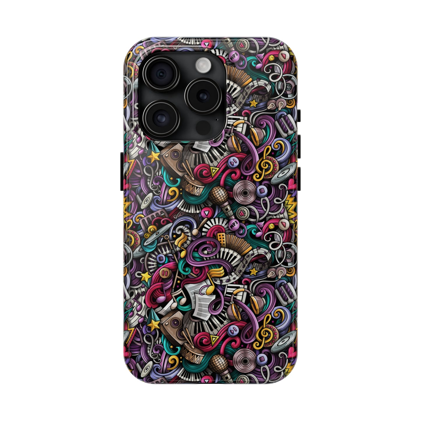 Musical Notes, Sheet Music, Swirls Cartoon Design Iphone Tough Phone Case