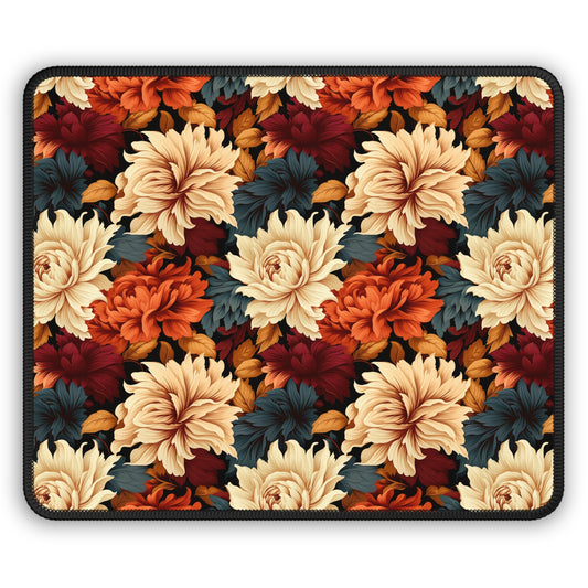 Autumn Elegance Vintage Floral Symphony in Rich Fall Colors Gaming Mouse Pad with Finished Edges