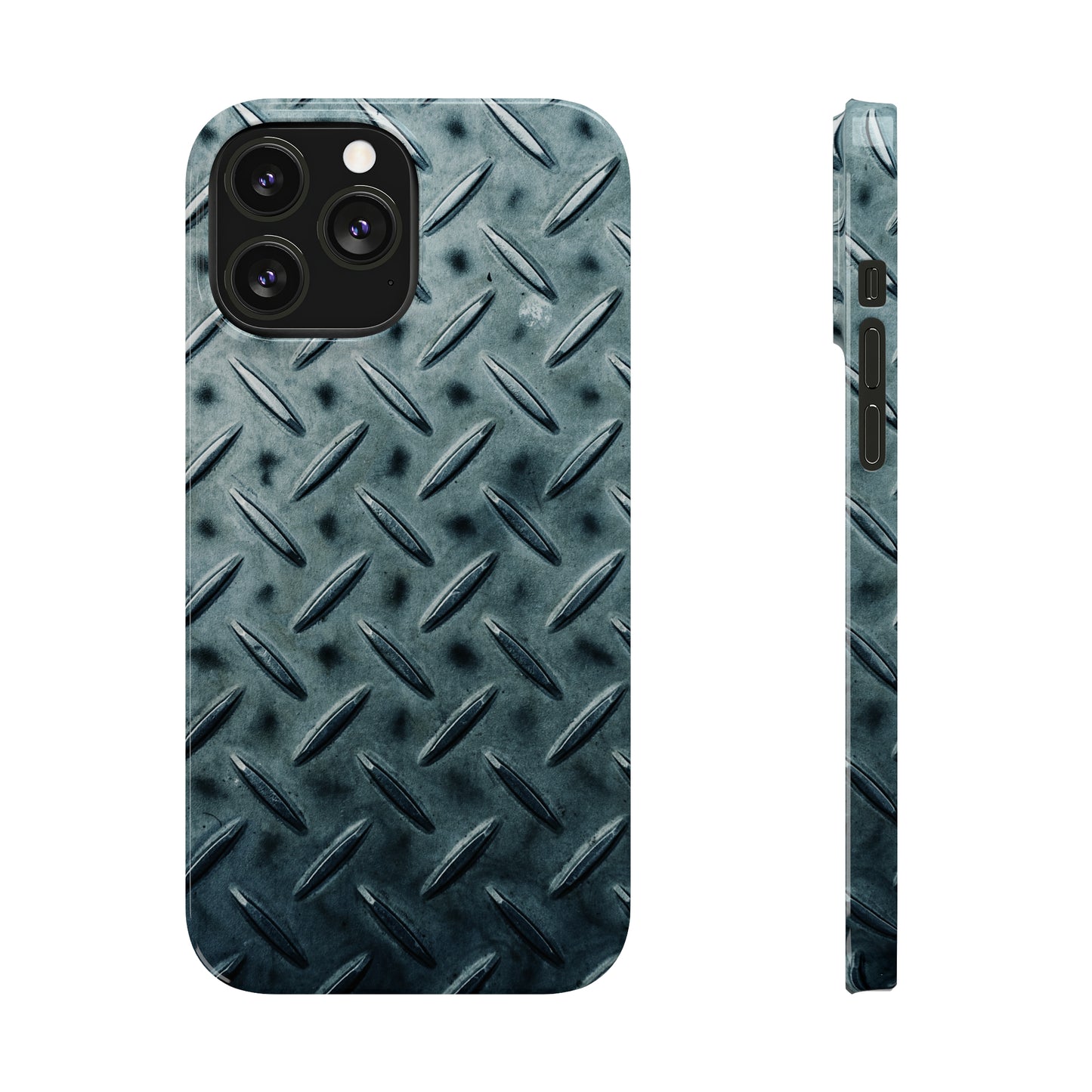 Blue Steel Diamond Plate Design Iphone 15-12 Slim Phone Case