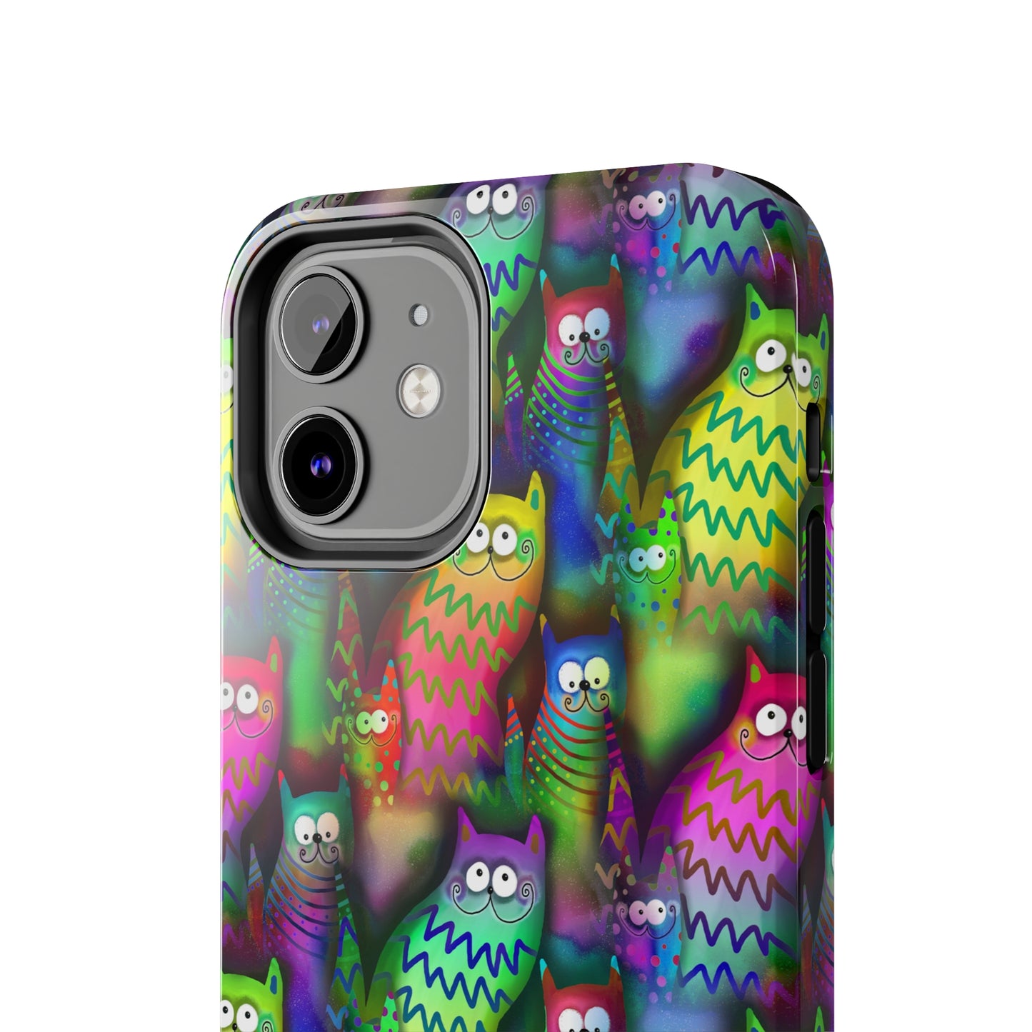 Neon Rainbow Cartoon Cats Iphone Tough Phone Case