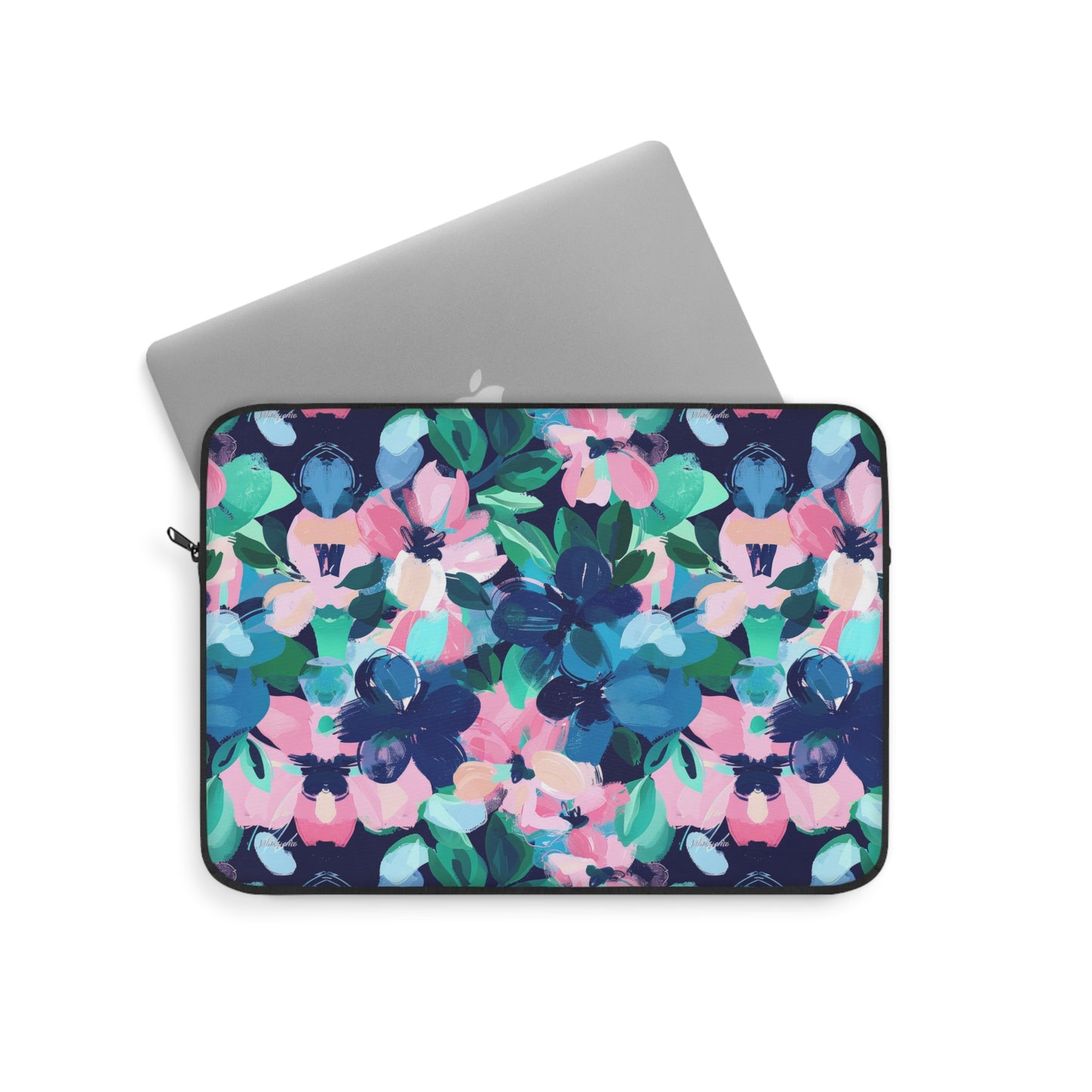 Tranquil Blooms: Muted Blue, Pink, and Green Watercolor Flowers Laptop or Ipad Protective Sleeve 3 Sizes Available