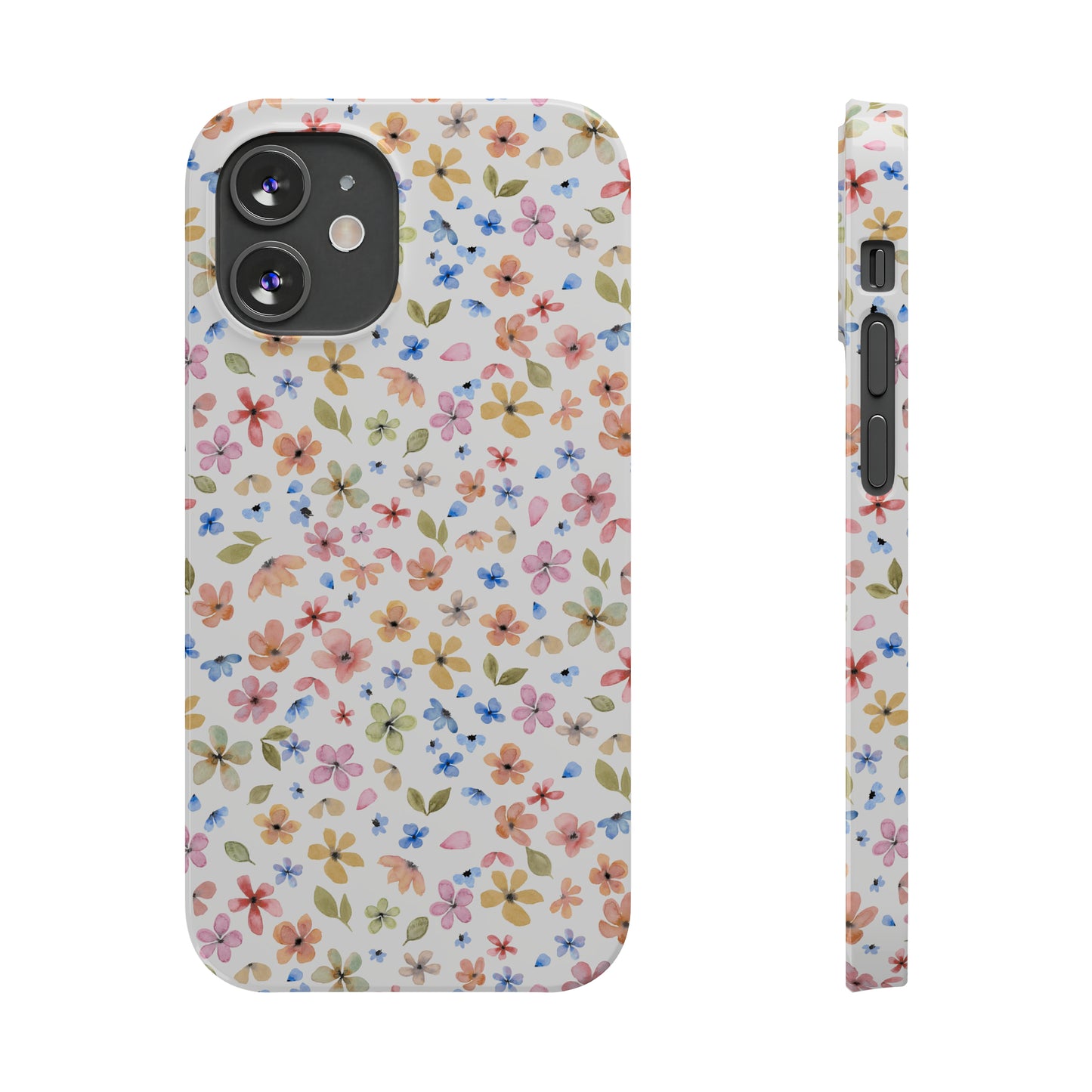 Tiny Pink, Yellow and Blue Flowers Iphone 15-12 Slim Phone Case