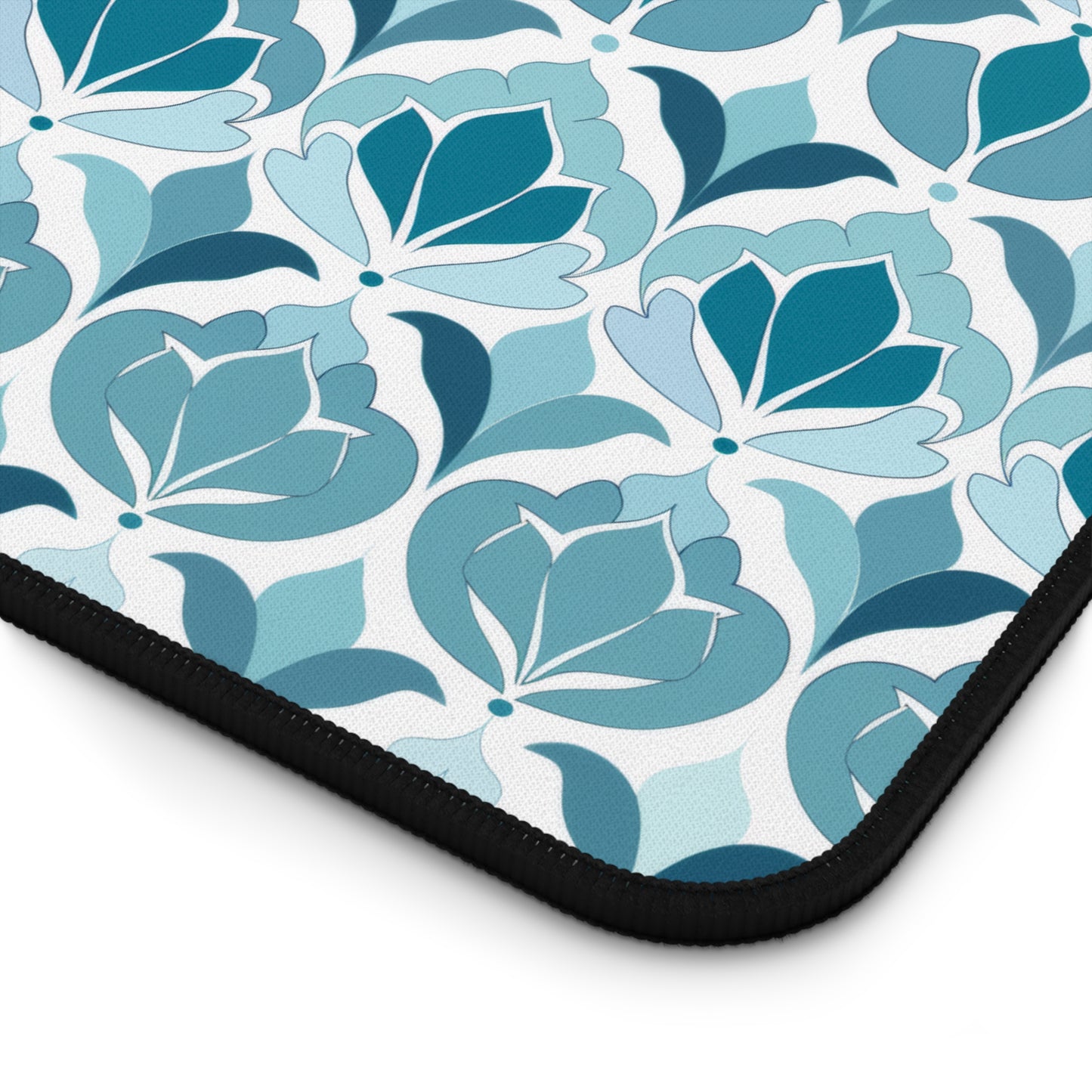 Serene Floral Pattern in Shades of Aqua and Teal, Forming Graceful Botanical Motifs Extended Gaming Mouse Pad  Desk Mat  - 3 Sizes