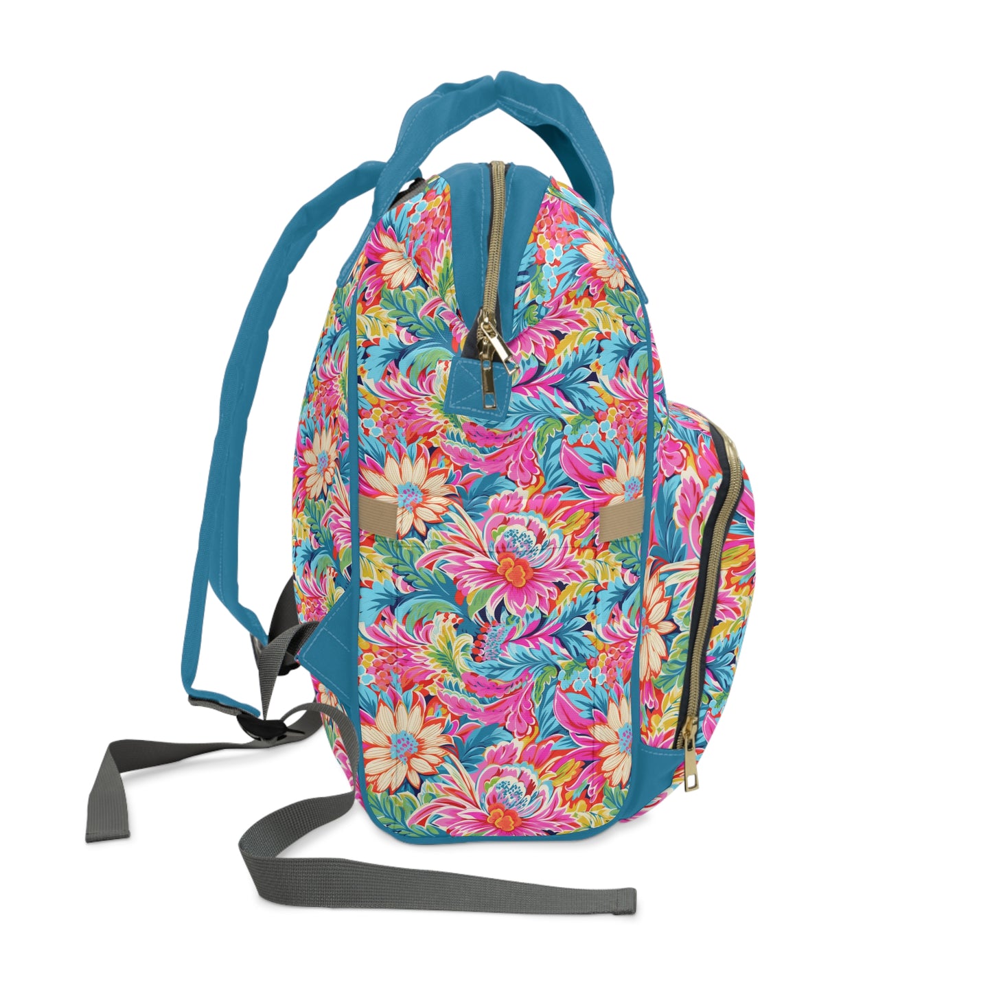 Coastal Summer Blooms: Bright Floral Watercolors in Coastal Hues Multifunctional Diaper Backpack