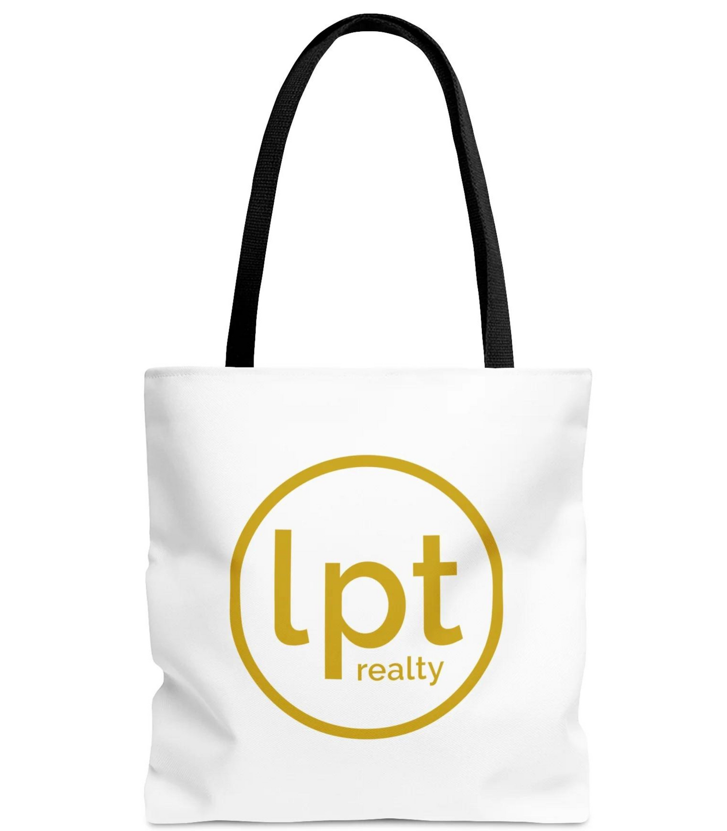 LPT Realty Logo's on Both Sides in Gold - Canvas Tote 3 Sizes