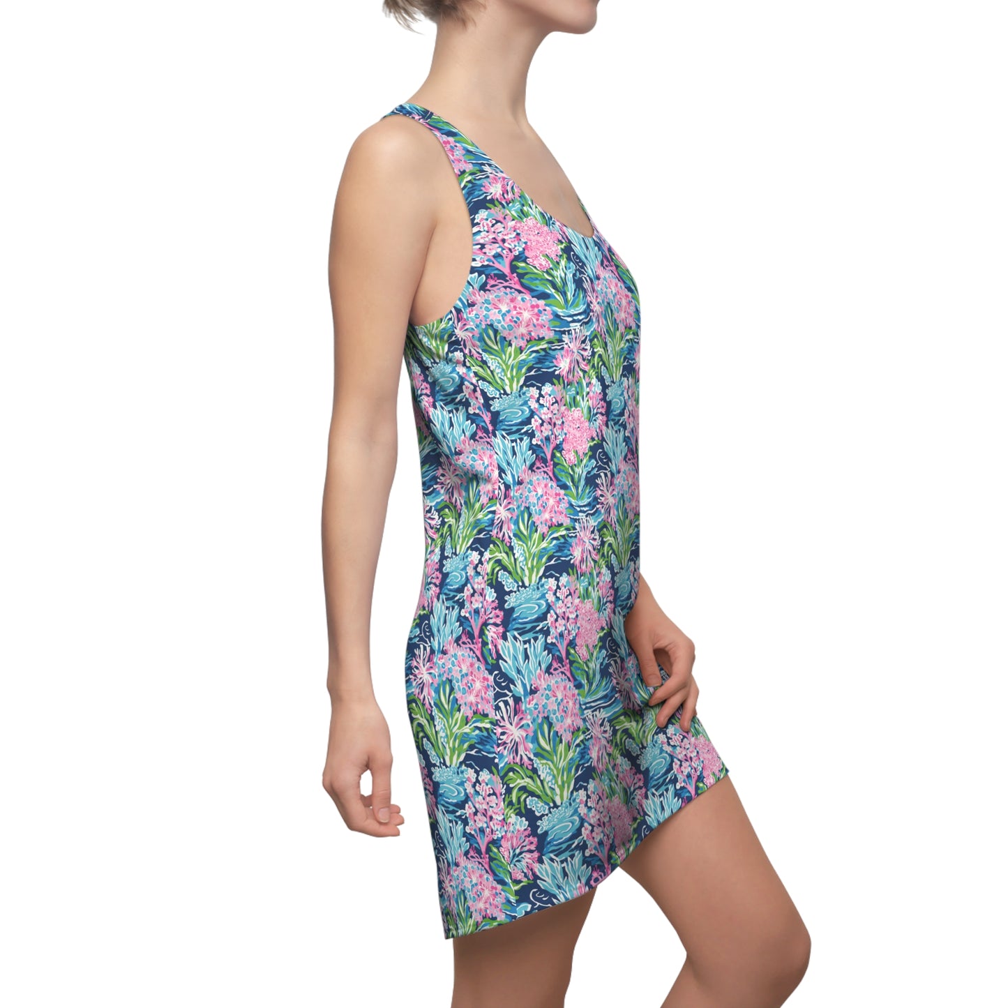 Blush Blossoms: Watercolor   Water Garden Adorned with Pink Flowers Women's Racerback Dress XS - 2XL