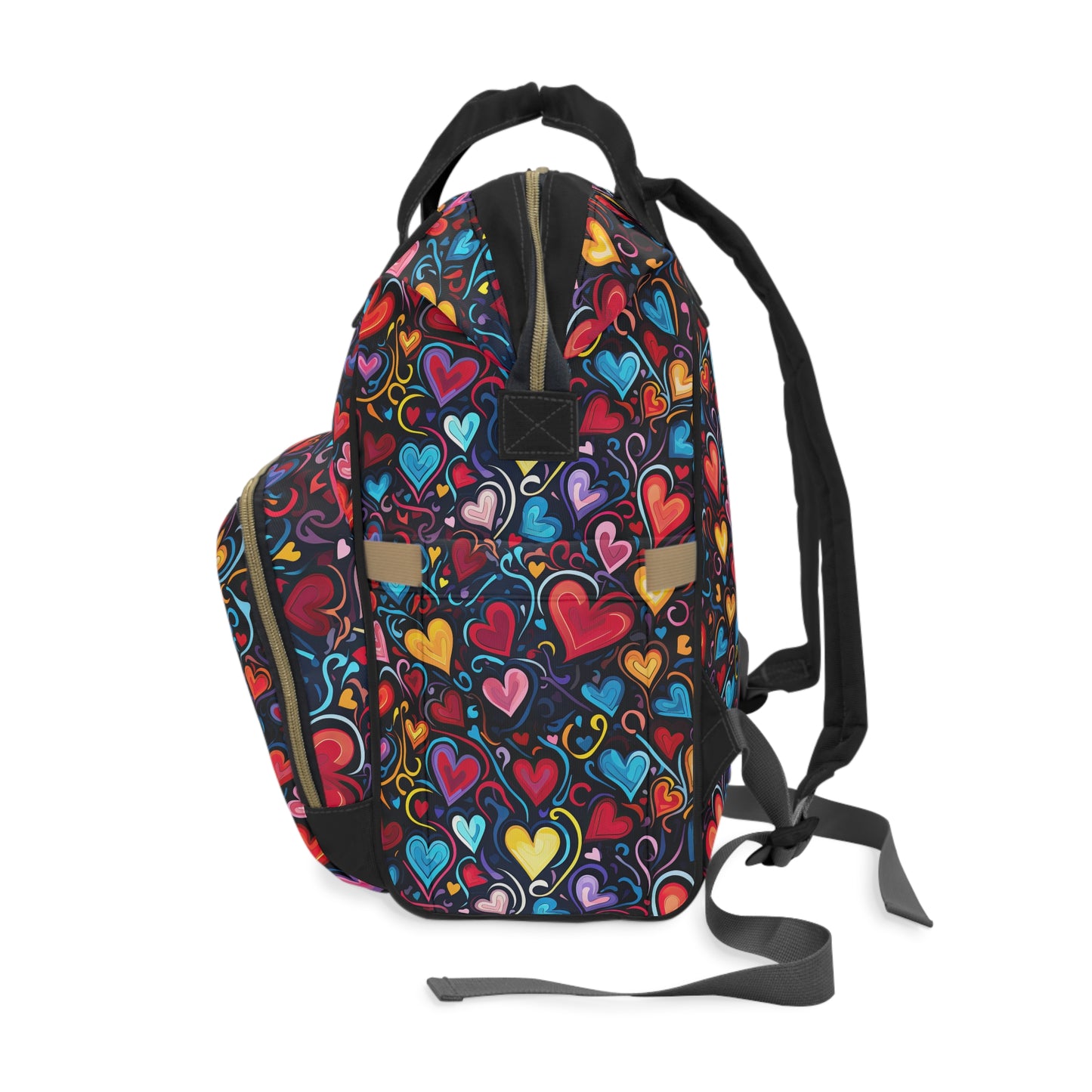 Whimsical Colorful Heart Design Multifunctional Diaper Backpack