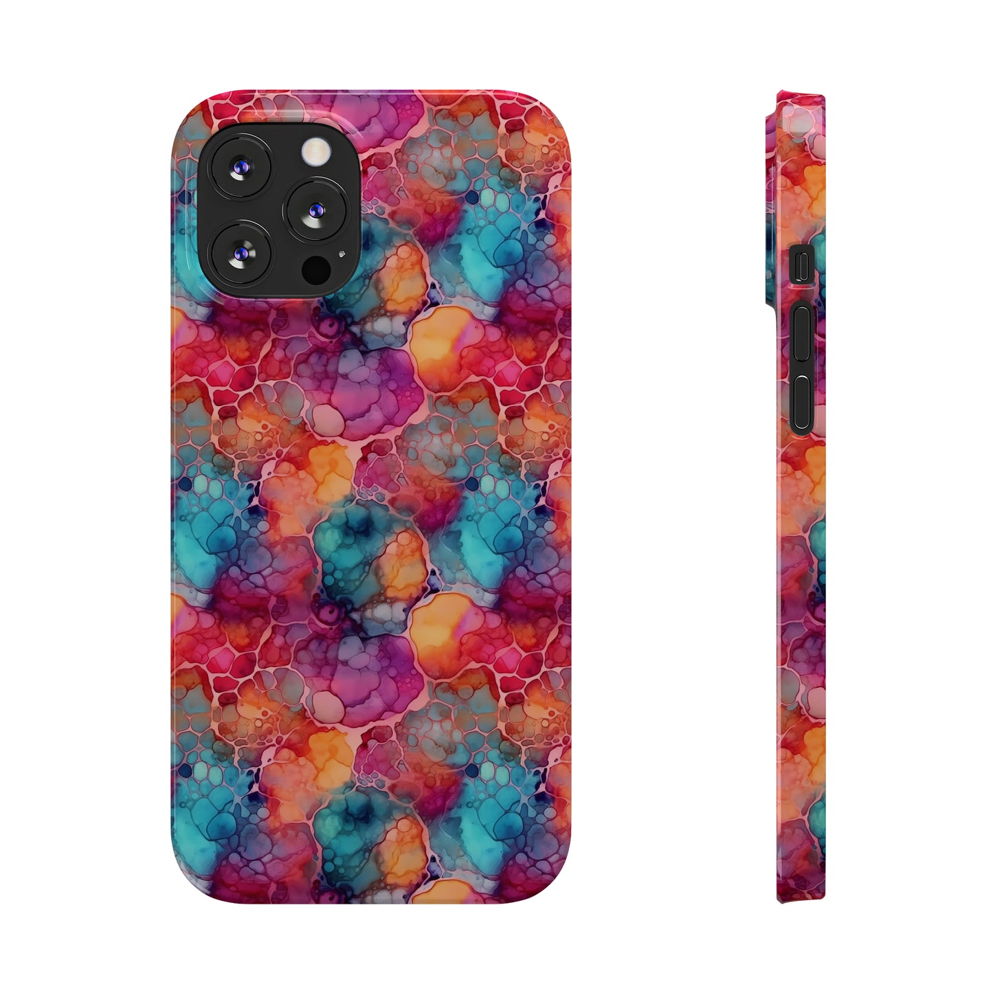 Rainbow Alcohol Ink Design Iphone 15-12 Slim Phone Case