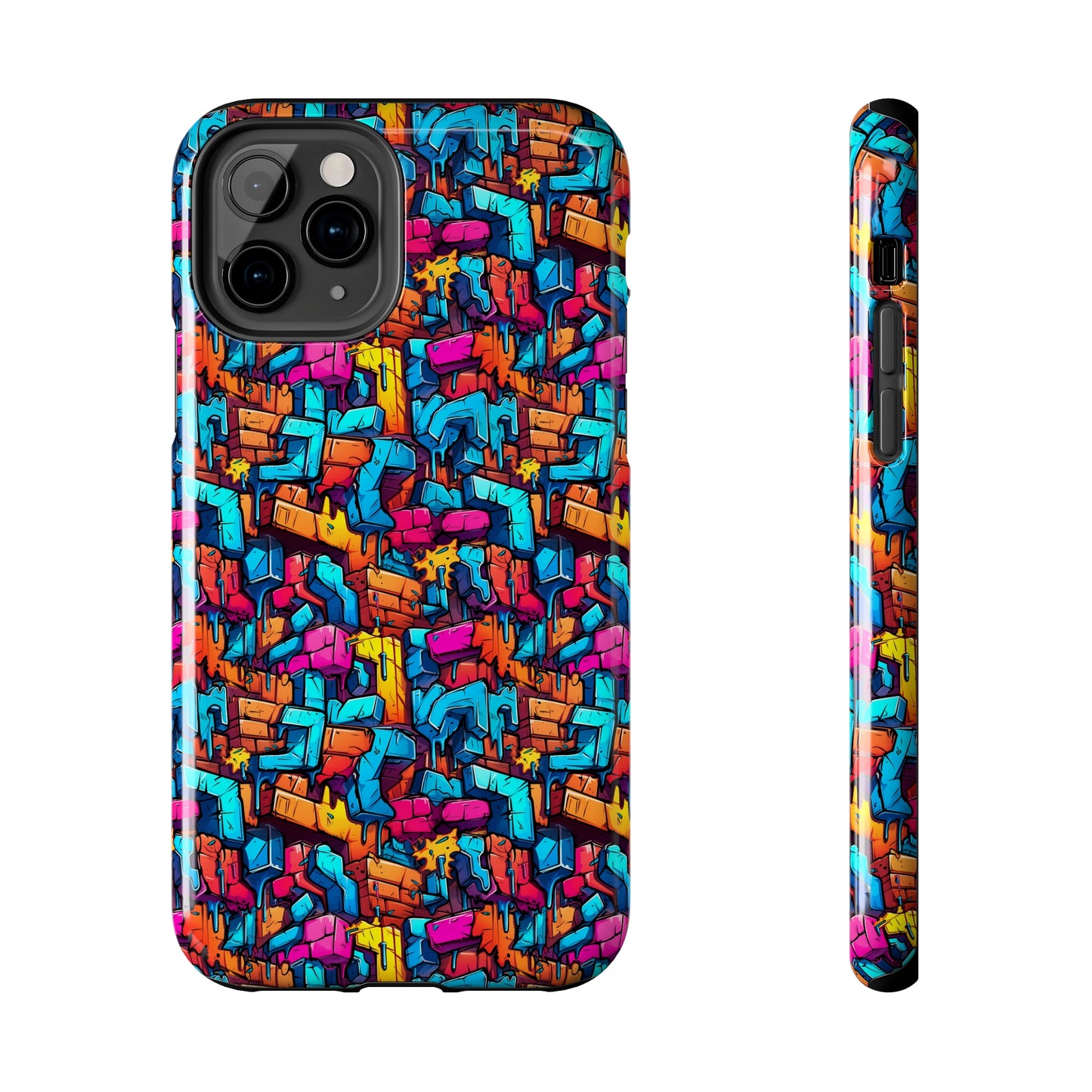 3D Rainbow Colored Graphic Blocks Design Iphone Tough Phone Case