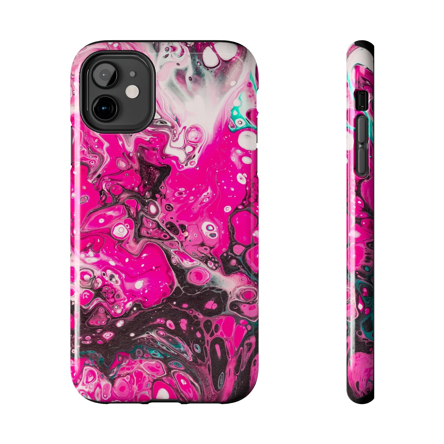 Pink, Black and White Alcohol Ink Design Iphone Tough Phone Case