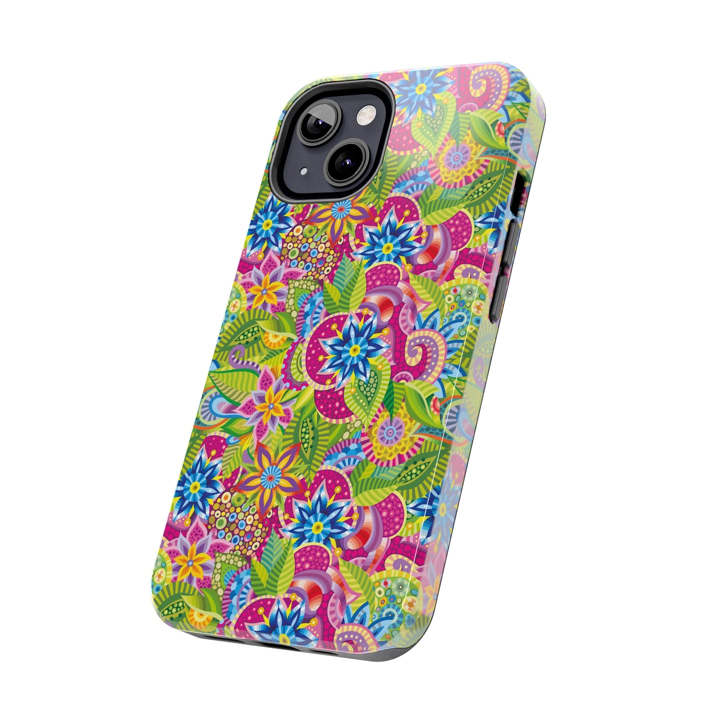 Vibrant Array of Abstract Flowers and Paisley in Rainbow Hues Iphone Tough Phone Case