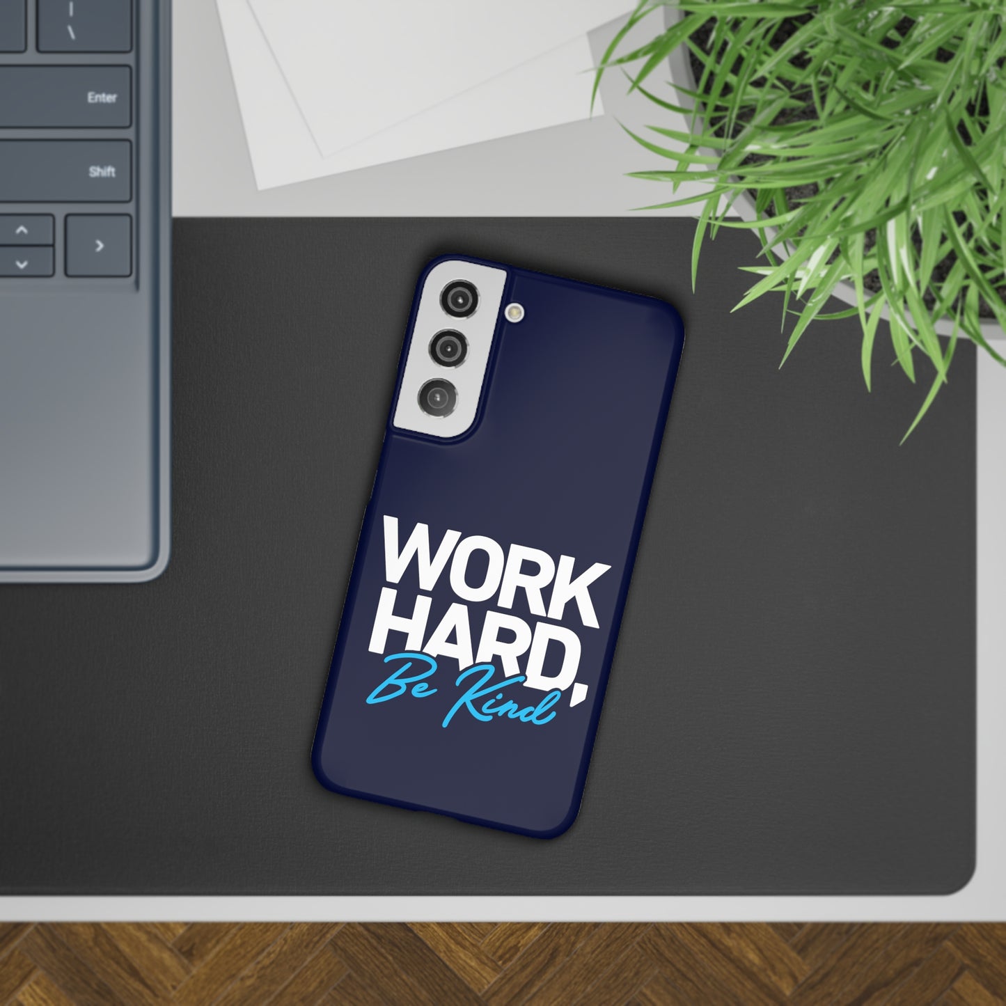 Work Hard be Kind - Navy Samsung Slim Cases