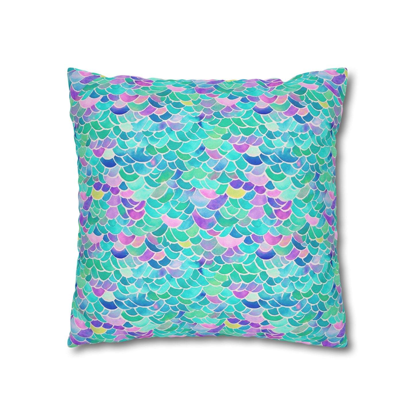 Pastel Seas: Mermaid Tail in Enchanting Pastel Hues Spun Polyester Square Pillowcase 4 Sizes