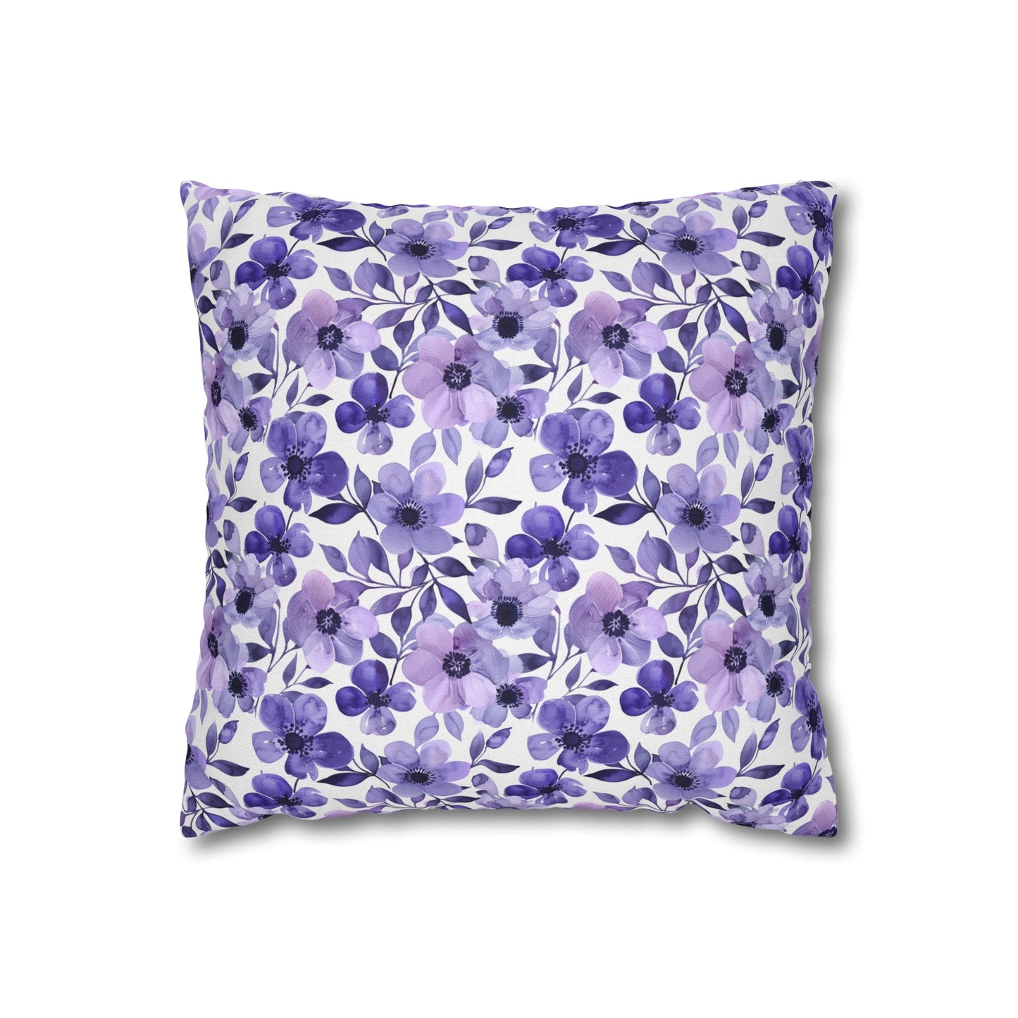 Elegant Purple Watercolor Blossoms Spun Polyester Square Pillowcase 4 Sizes