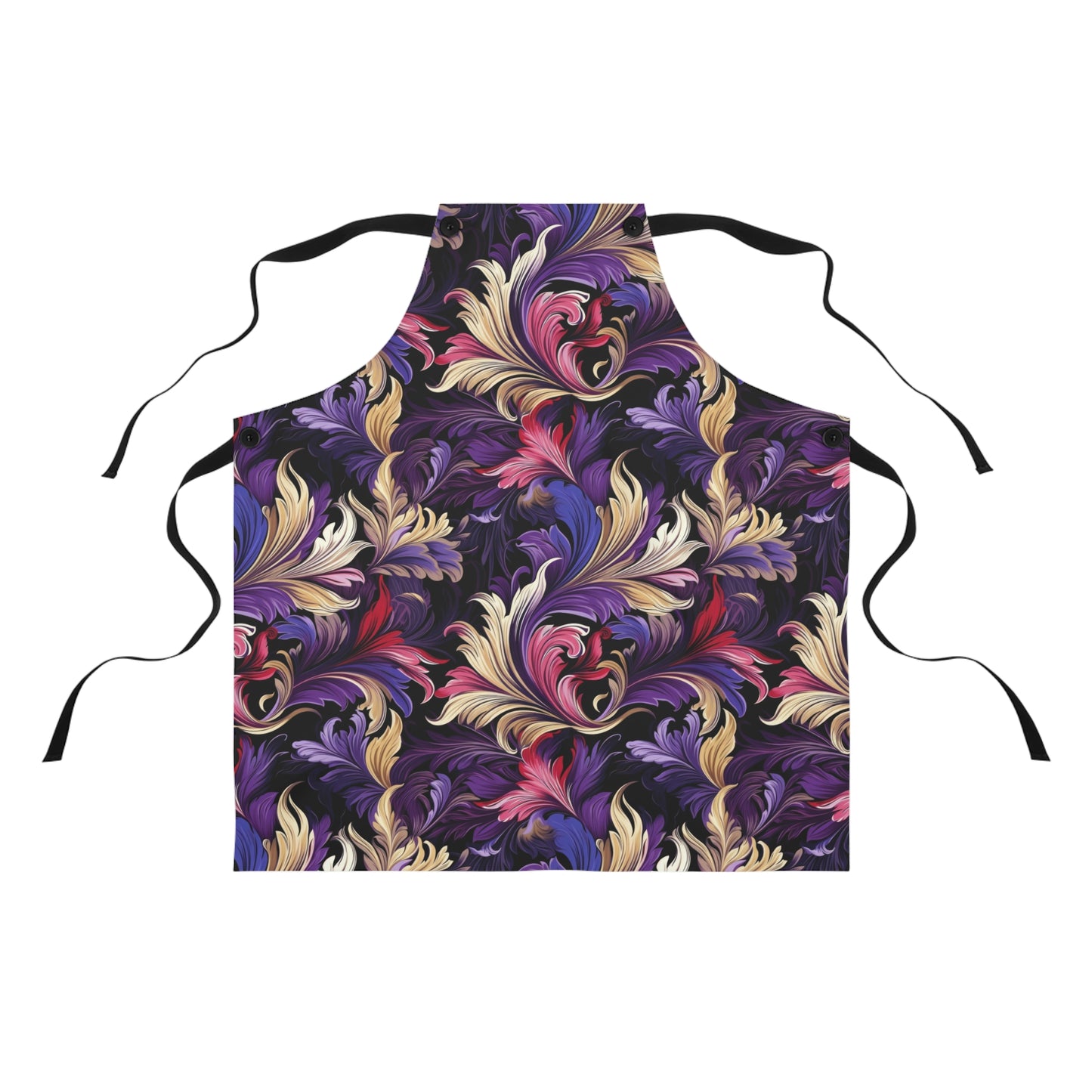 Purple, Gold & Pink Floral Swirls of Foliage Design - Kitchen Chef Apron