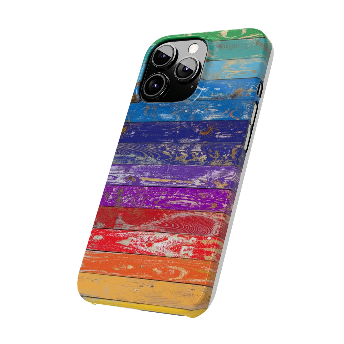 Rainbow Wood Planks Iphone 15-12 Slim Phone Case