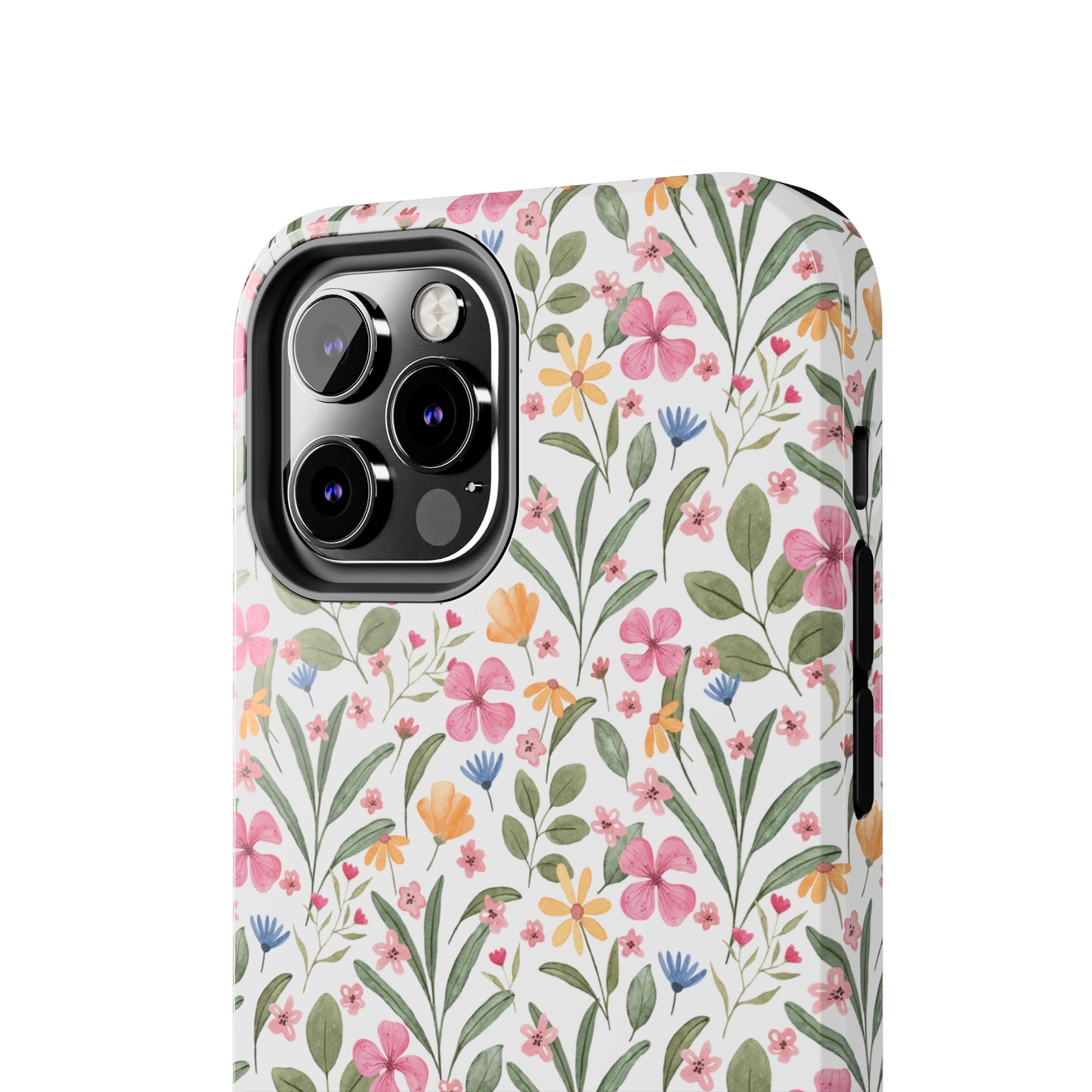 Pink Watercolor Spring Flowers Iphone Tough Phone Case