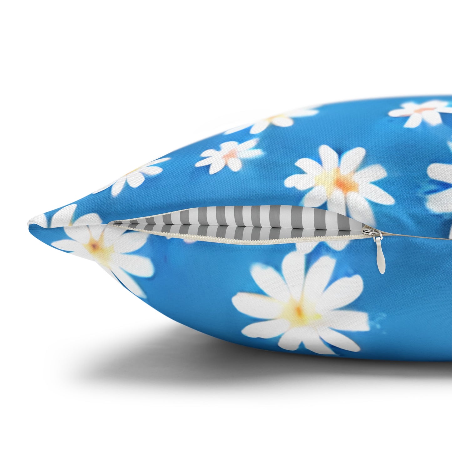 Skys Whisper: Tiny White Daisies on a Serene Blue Spun Polyester Square Pillowcase 4 Sizes