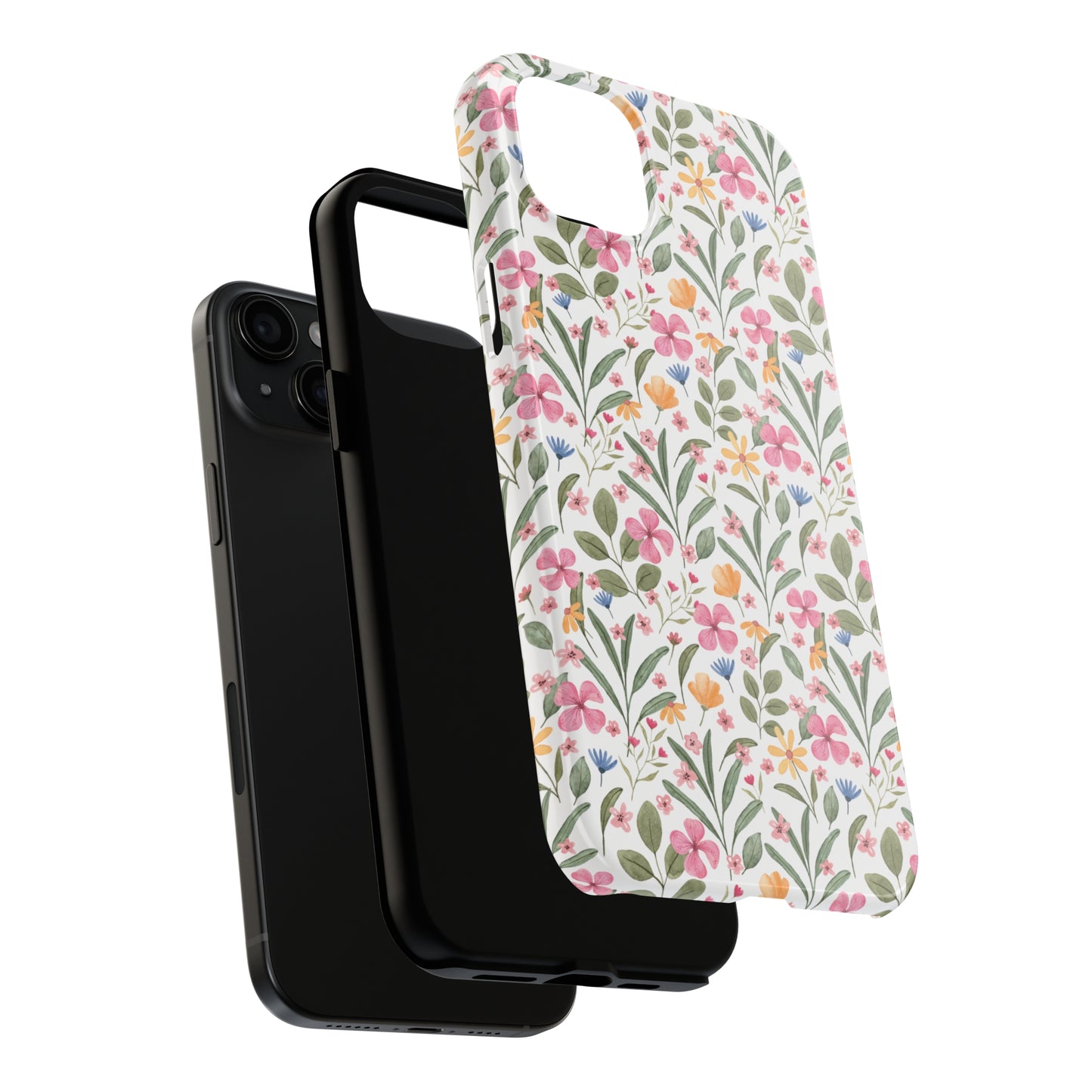 Pink Watercolor Spring Flowers Iphone Tough Phone Case